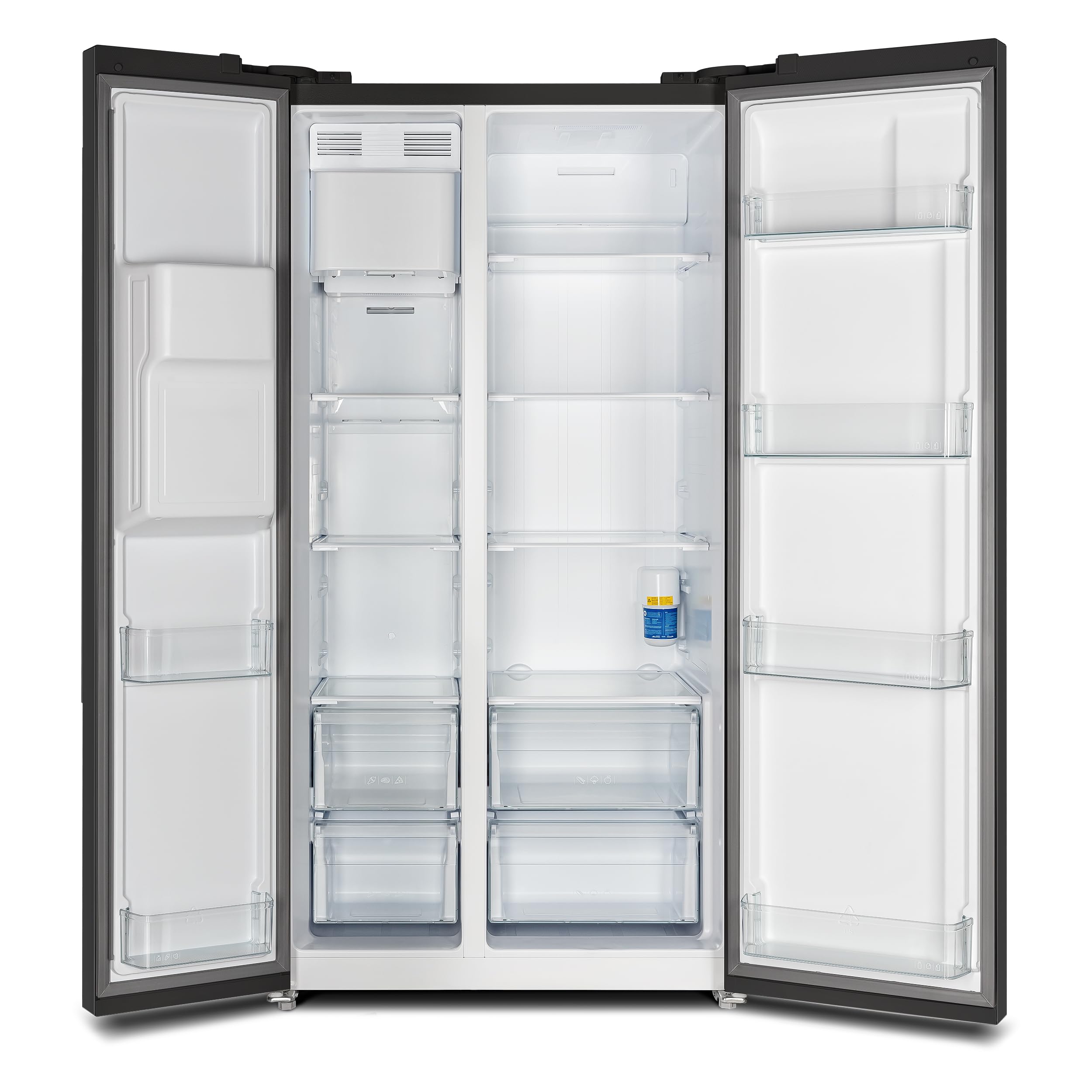 Forno Salerno 36" Side by Side 20 Cu.Ft Free Standing Black Fridge - Stainless Steel Refrigerator with Ice Maker & Decorative Grill - Touch Control Kitchen Fridge with Child Lock and Vacation mode on Fridge.com