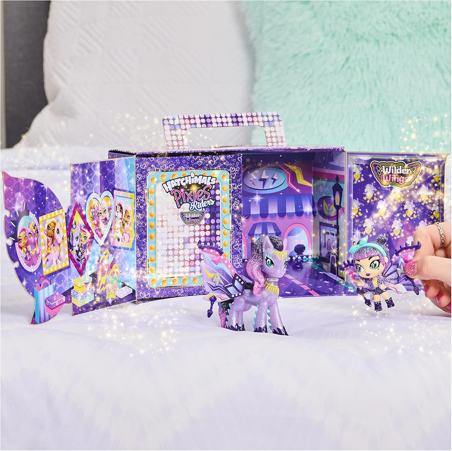 Hatchimals Pixies Riders, Wilder Wings Magical Mel Pixie and Ponygator Glider with 16 Wing Accessories, Girl Toys, Girls Gifts for Ages 5 and up
