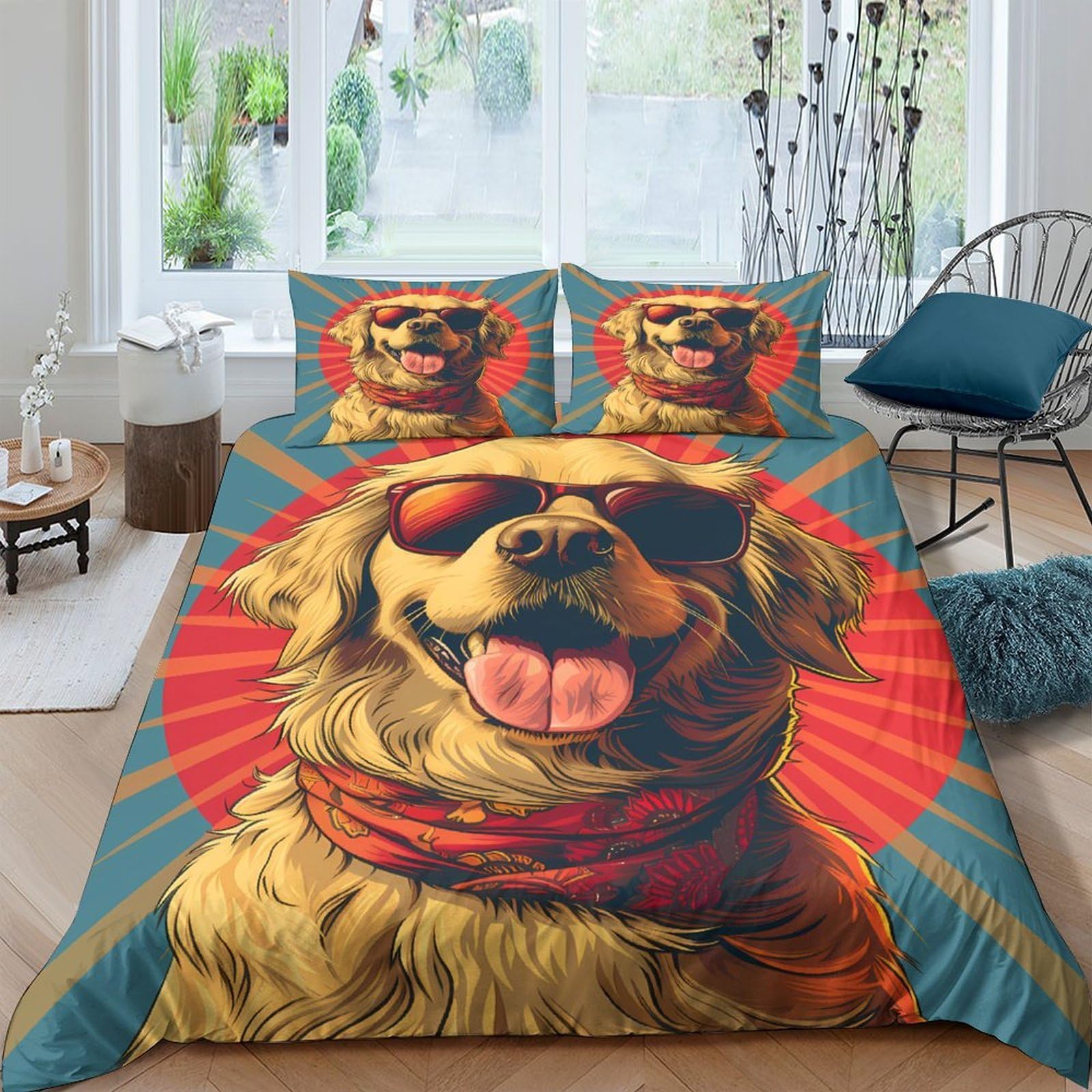 Ctjqhvkz Style-8 3D Printed Cool Dog Fitted Sheet Microfiber Soft Cartoon Sunglasses Bed Cover For Bedroom Guest Room Decor Single（135X200cm）