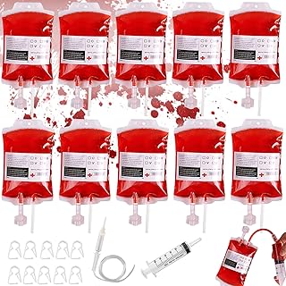 Halloween Drinking Vessel Blood Bag, Pack of 10 Blood Donation Bags, Drink Bags, Blood Bag for Drinks, Cosplay Props with ...