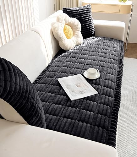 Miniatura 33 de Funda de sofá de felpa de piel sintética para perro, funda de sofá mullida y antideslizante con rayas 3D, manta para mascotas, sofá, protector de