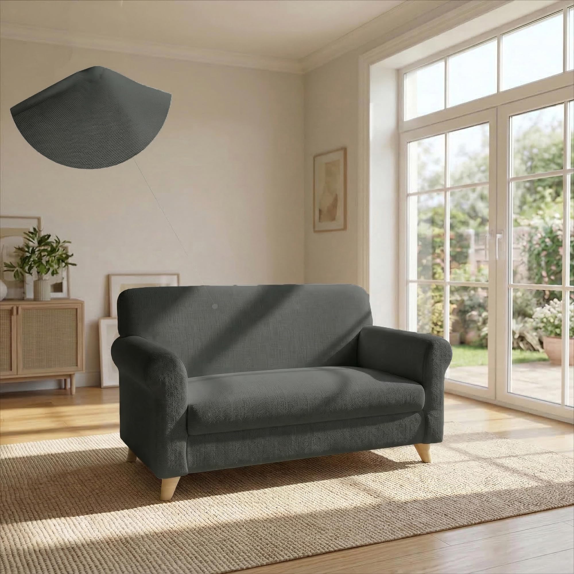 Copridivano 3 Posti con Braccioli Più Bello - Salvadivano Elasticizzato, Aderenza Perfetta da 170 a 240 cm - Telo Copri Divano, Tessuto Bielastico in molti Colori (3 Posti, Grigio)