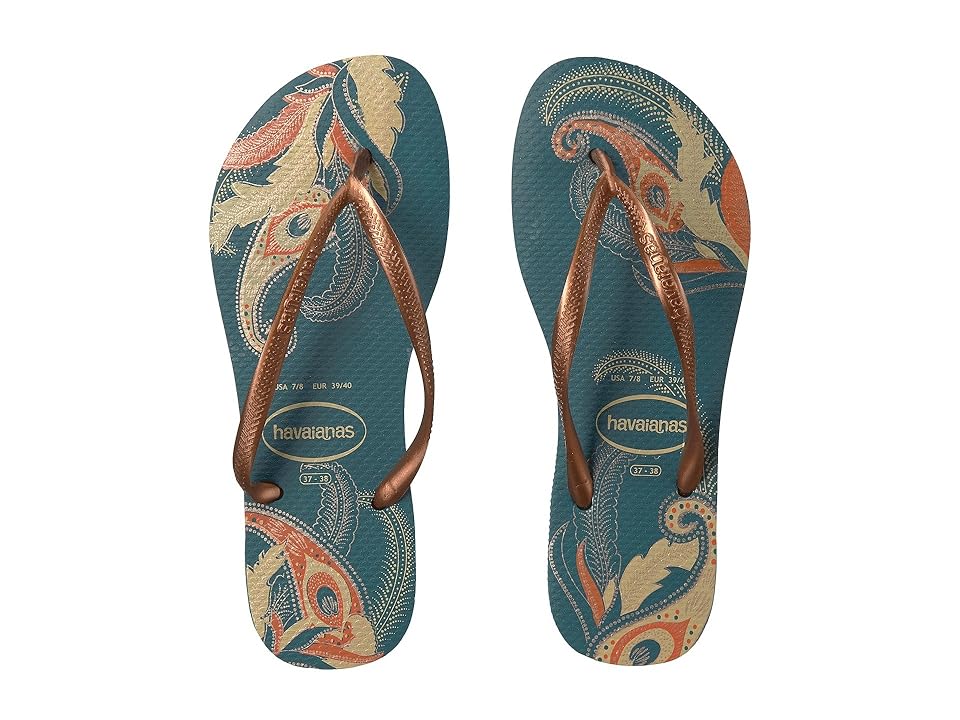 

Havaianas Slim Organic Flip Flops (Petroleum) Women's Sandals, Blue