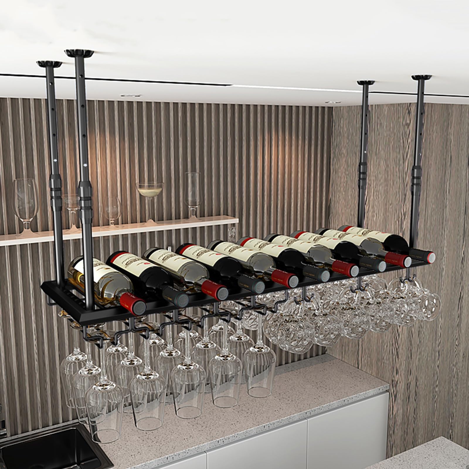 Étagère de suspension pour verres à pied en métal industriel de qualité