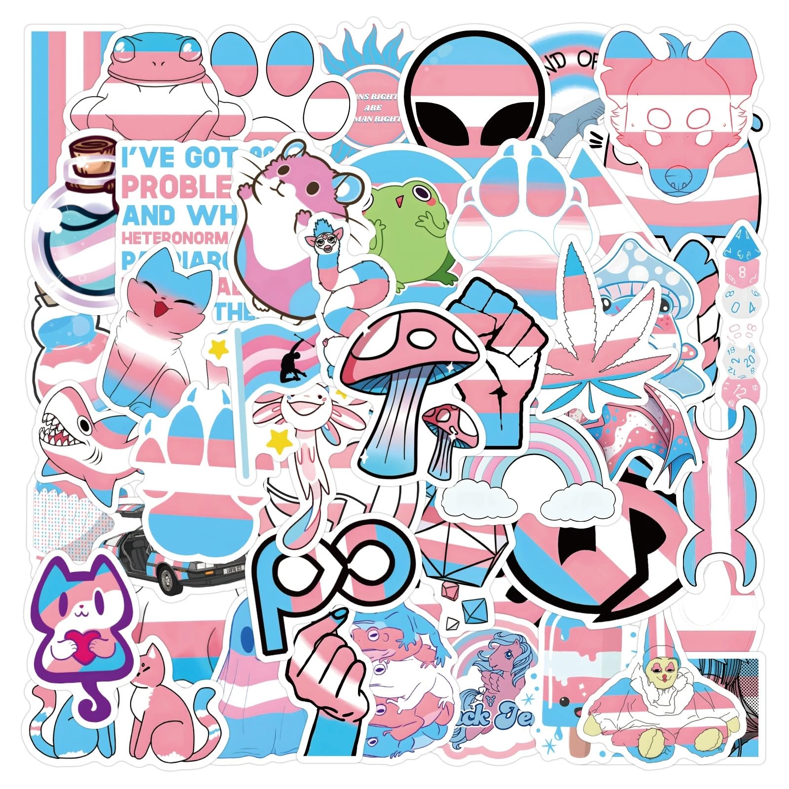 100Pcs Transgender Pride Stickers Laptop Car Scrapbook Phone Skateboard Suitcase Luggage Bike LGBT Pride Vinyl Waterproof Aesthetic Personalised Stickers for Teens Boys Girls Adults - Image 3