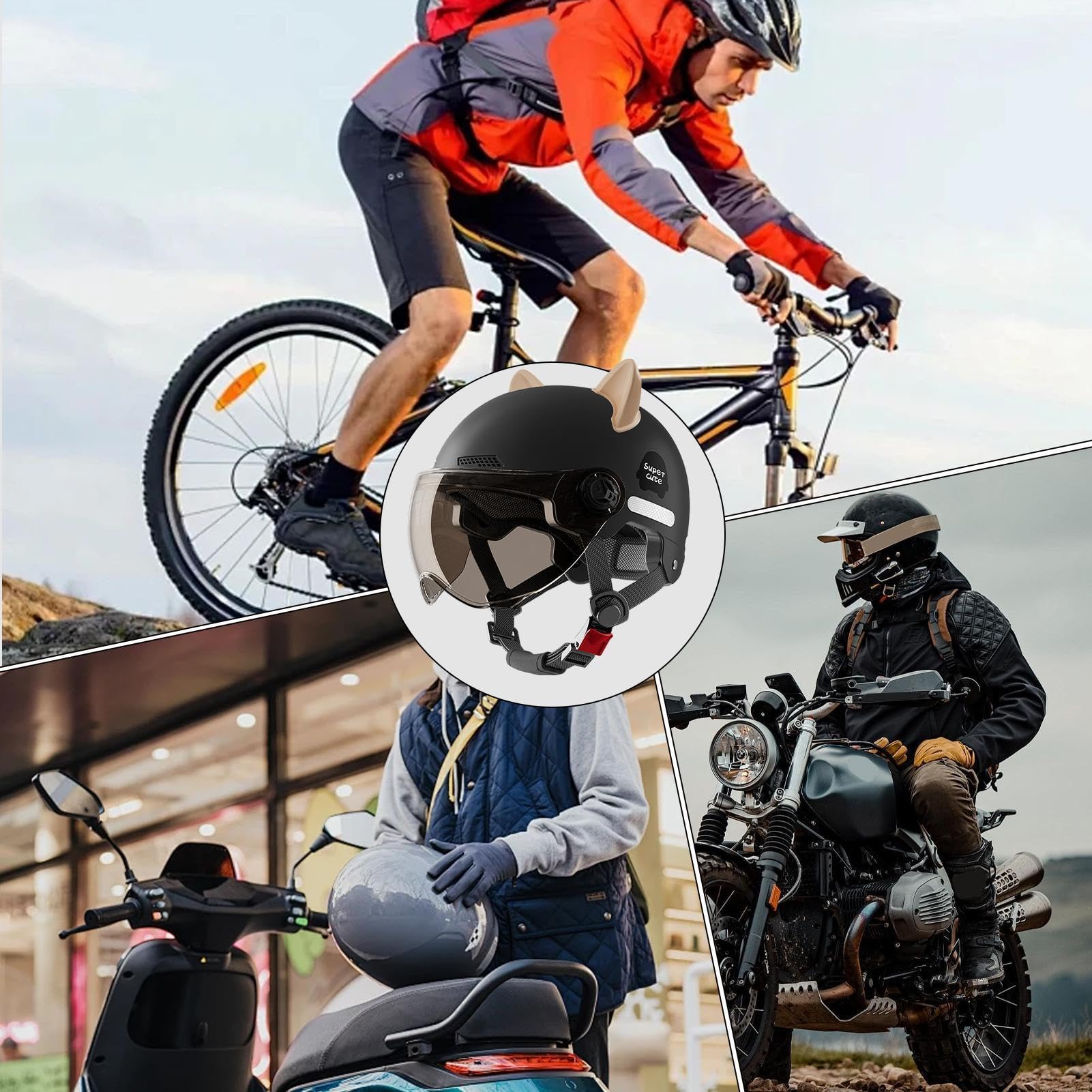 Casque Demi-Jet Rétro Moto Homme – Style Vintage Avec Visière Amovible, Protection Robuste Et Confort Optimal