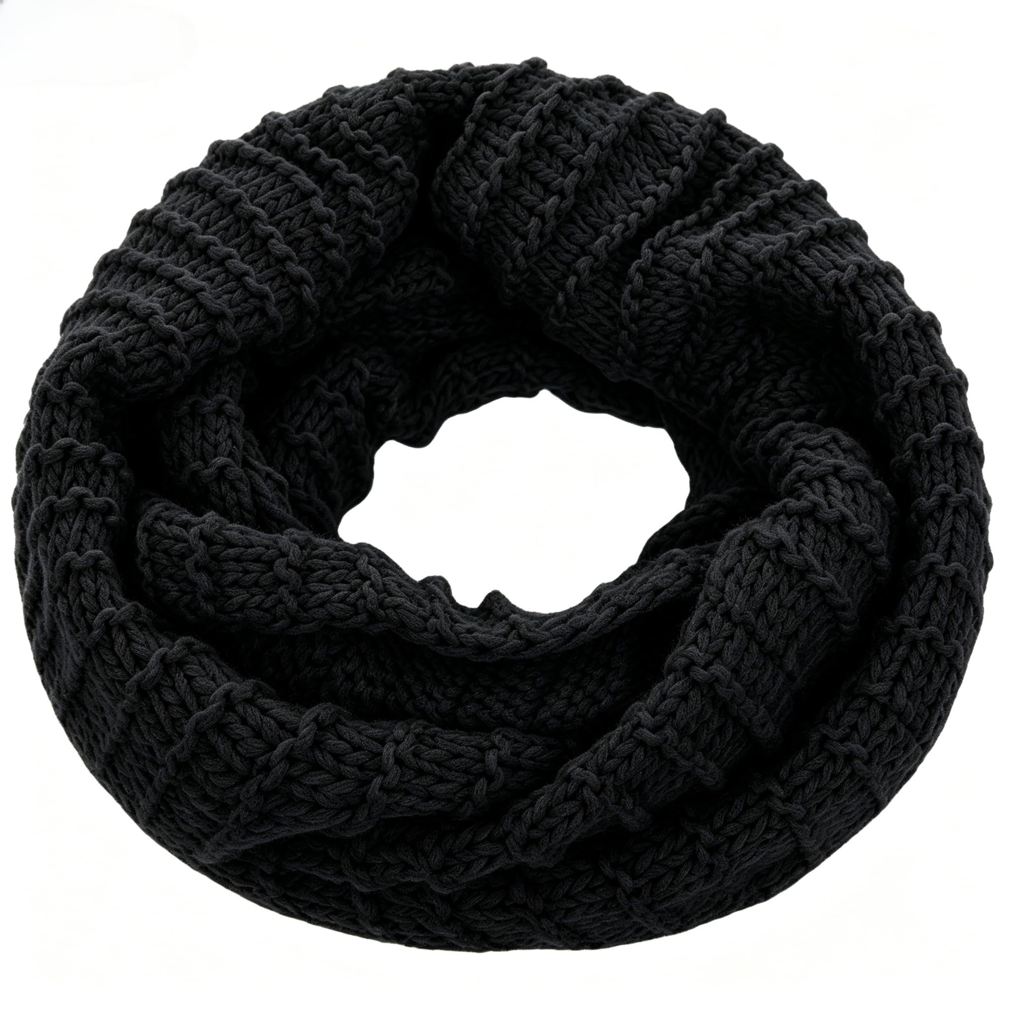 Lsyzhx Women's Black Infinity Scarf For Snood Winter Knit Winter Pullover Scarf Neck Warmer (Black)