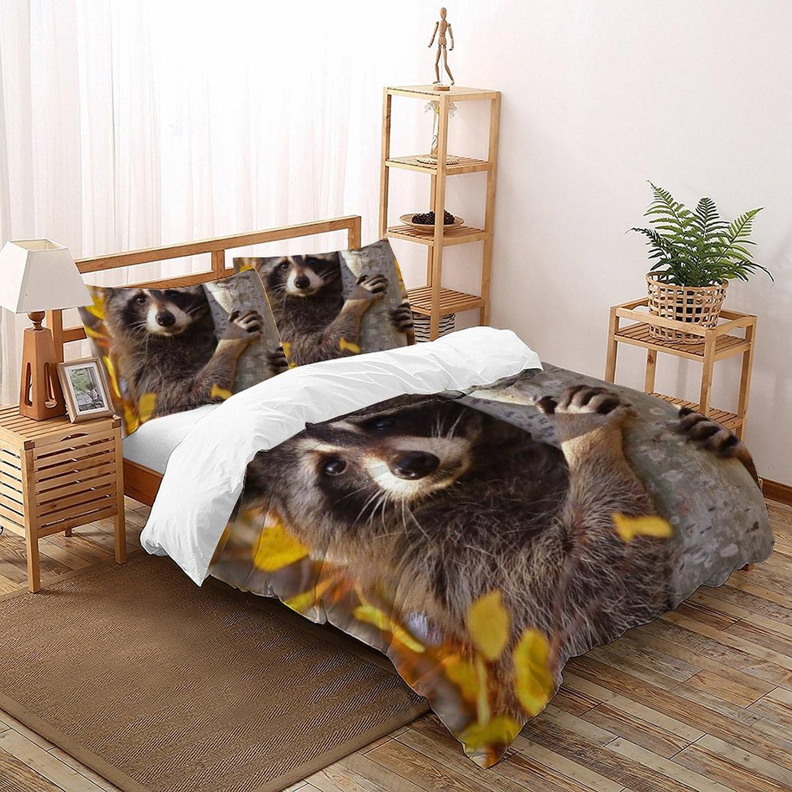 Parure de lit raton laveur housse de couette animaux 260x220 lit enfant et adulte