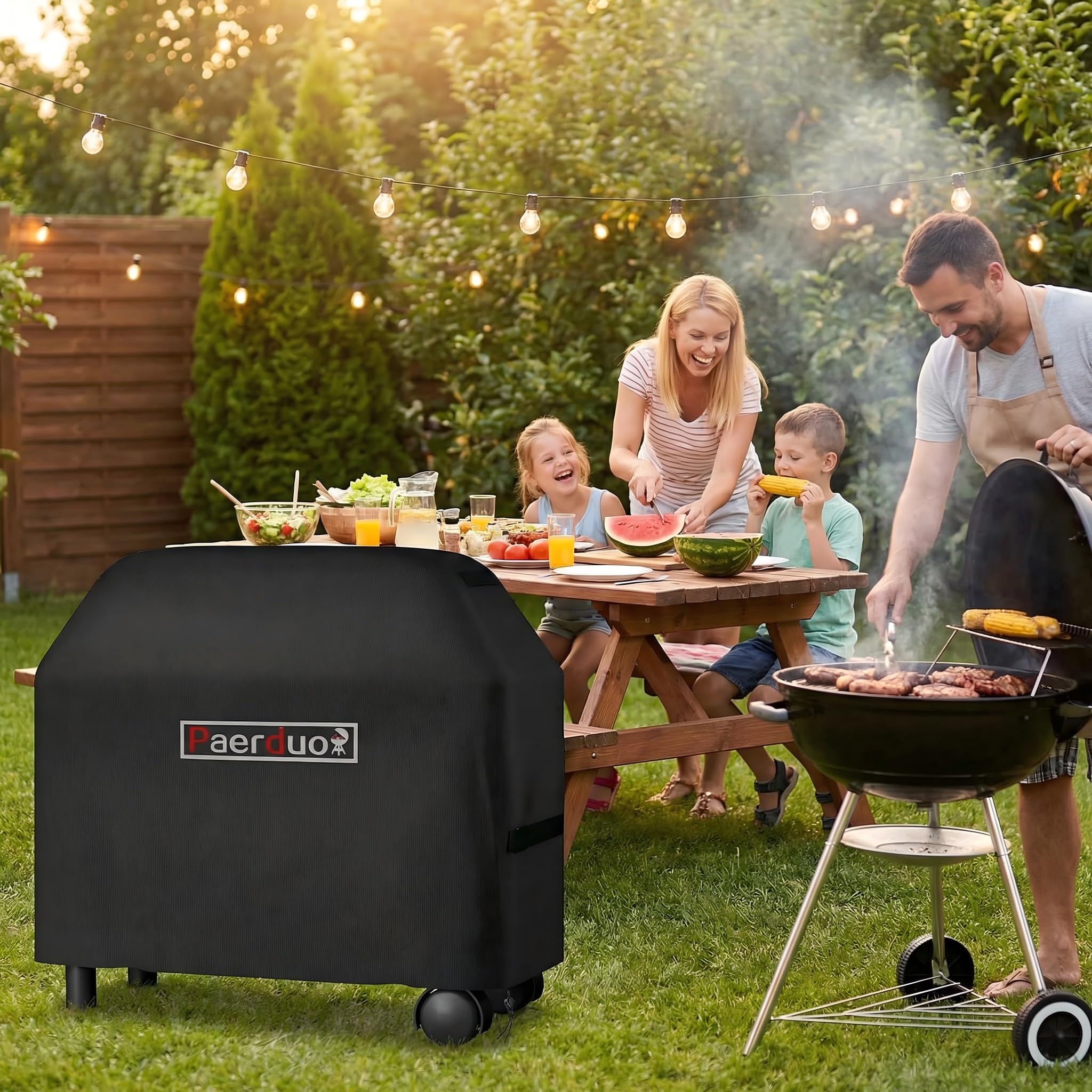 Paerduo Cubierta para barbacoa de gas, impermeable, resistente al viento, resistente a los rayos UV (140 x 65 x 120) — view 7