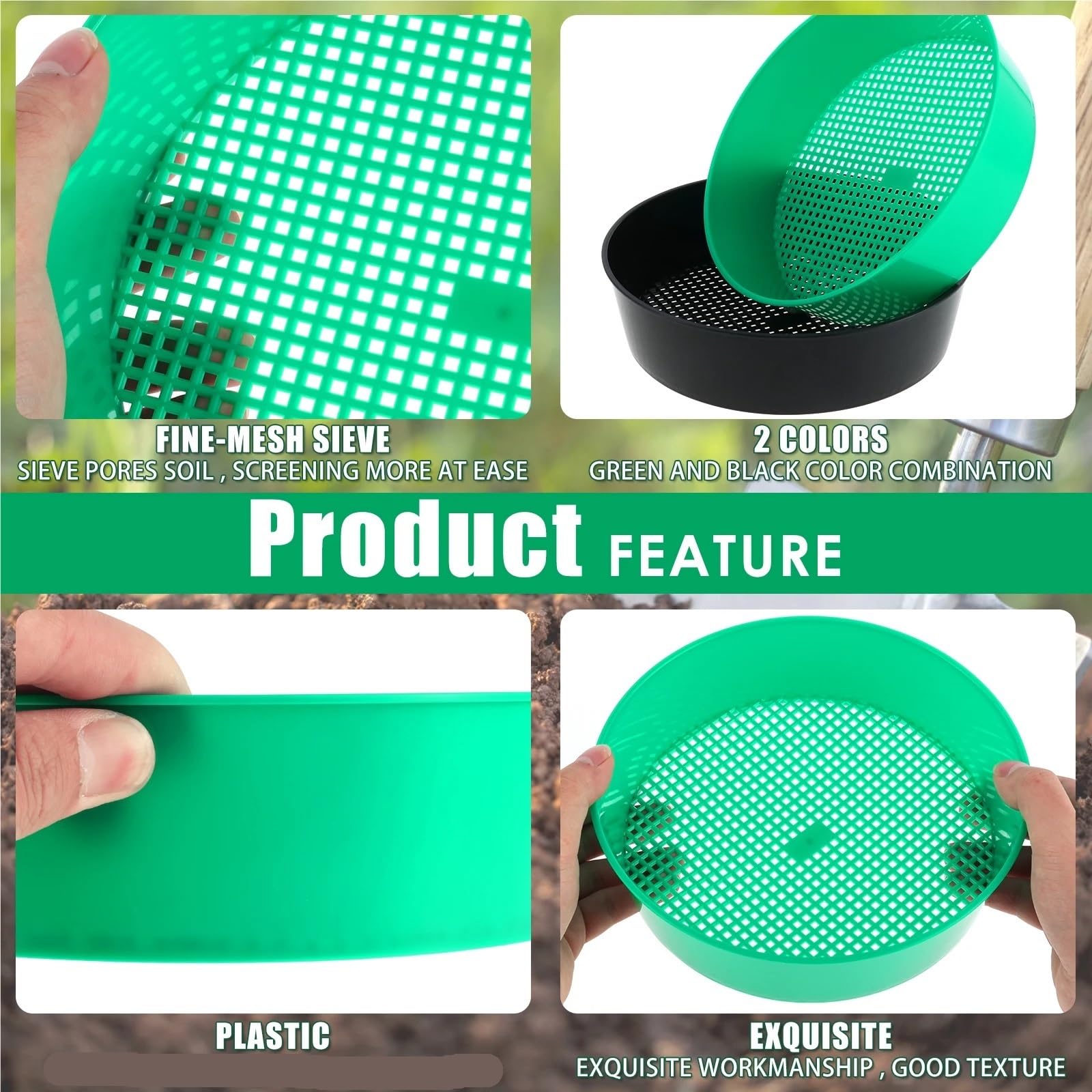 Plastikowe sito ogrodowe Filtr do przesiewacza gleby Wielokrotnego użytku Siatka do przesiewacza skał Przenośna do domowej rośliny kwiatowej 5 szt