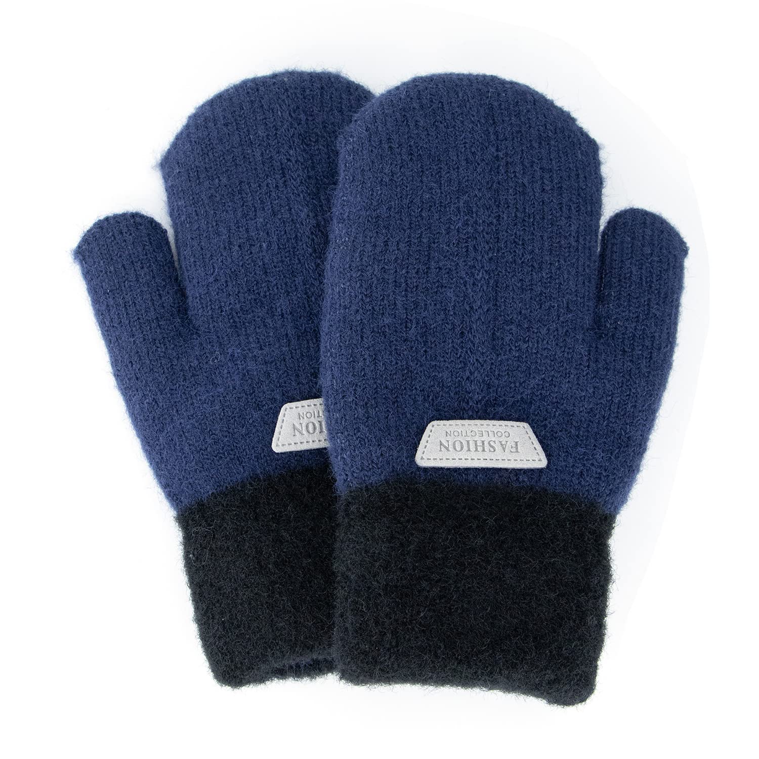 Kids Winter-Stretch-Knitted-Mittens Thick Warm Gloves for Boys Girls 4-10Y