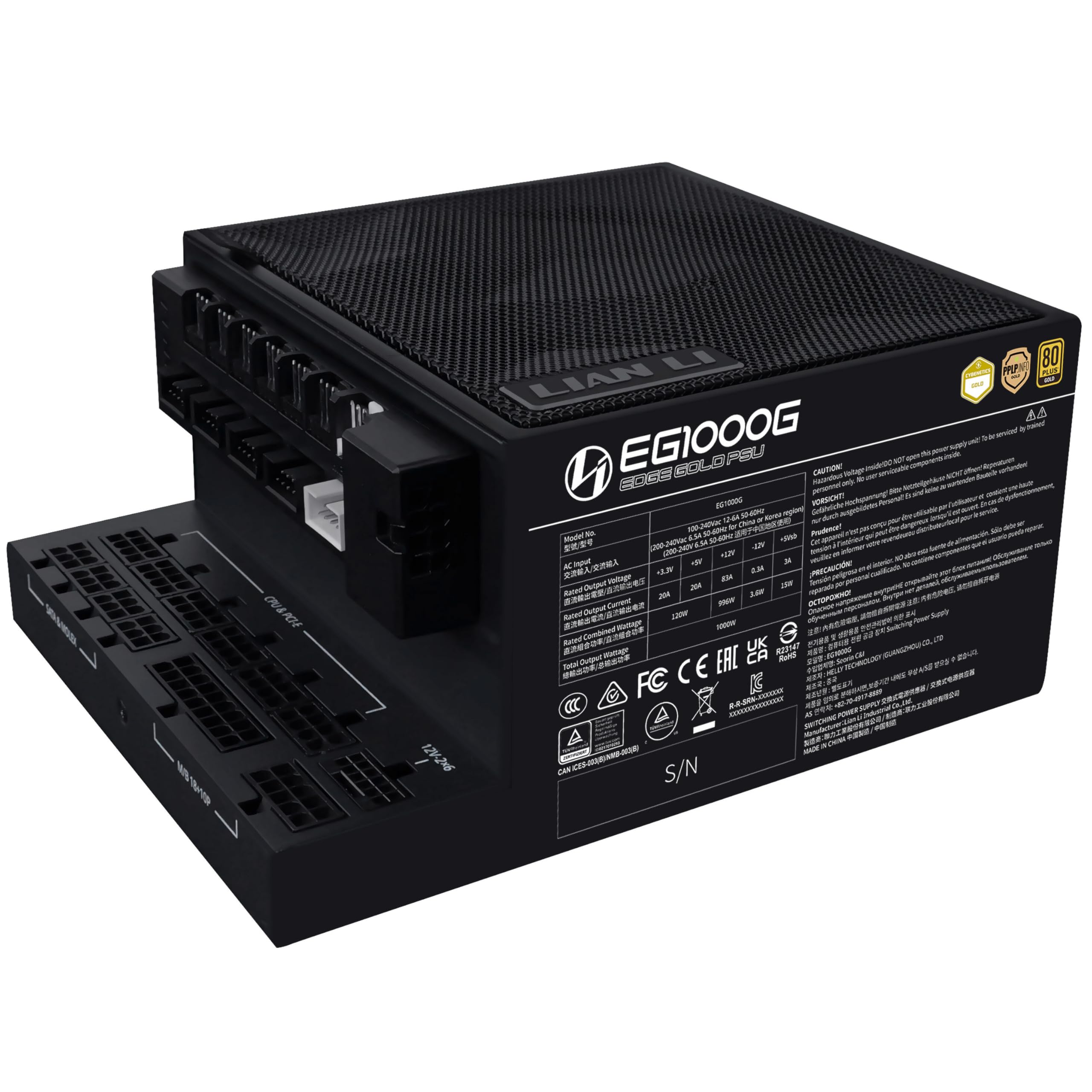 Lian Li EDGE GOLD 1000 80 PLUS Gold Netzteil, PCIe 5.1, ATX 3.1 - 1.000 Watt, schwarz, inkl. USB-Hub
