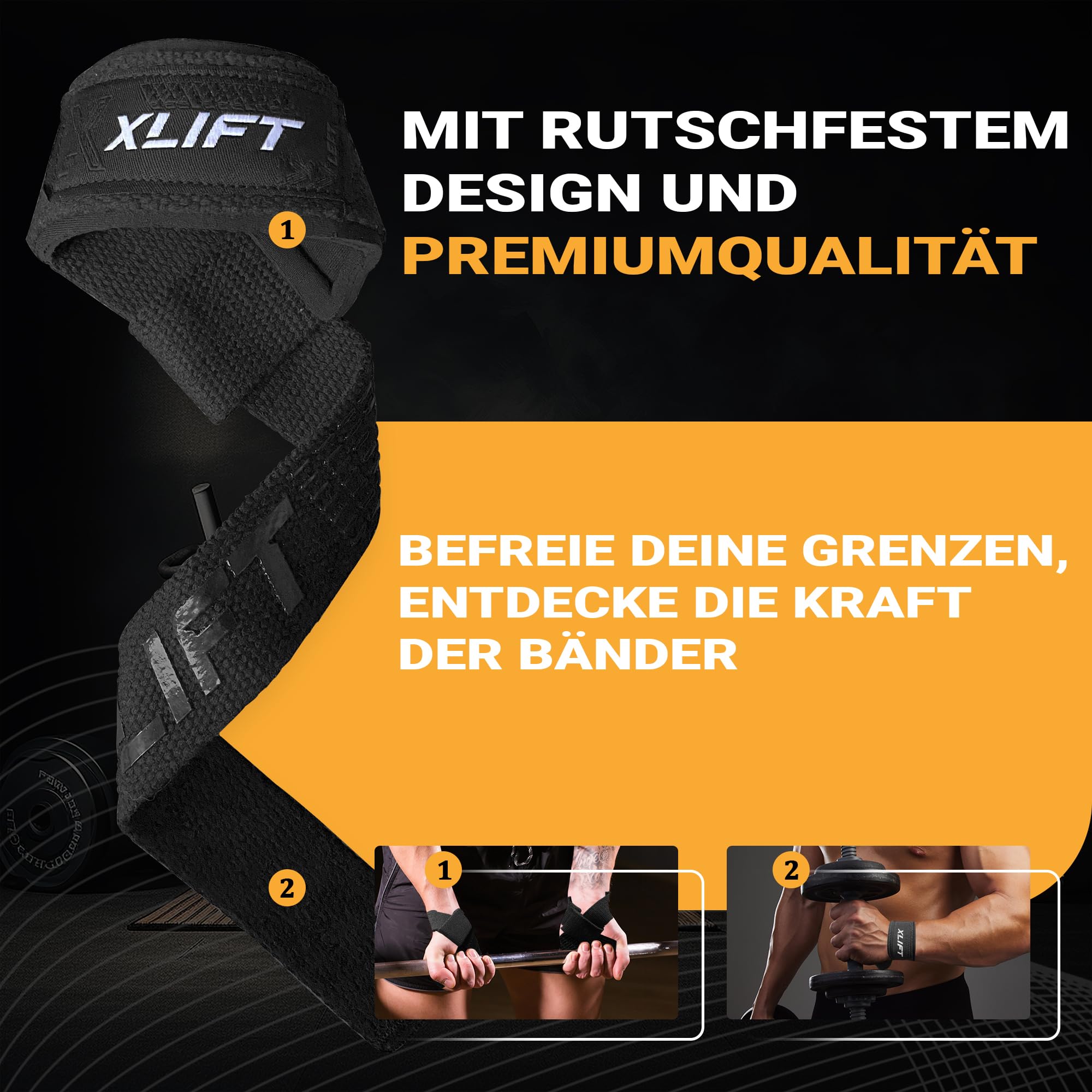 XLIFT Lifting Straps Krafttraining - Bodybuilding Kreuzheben Powerlifting Gurte Gym Zubehör