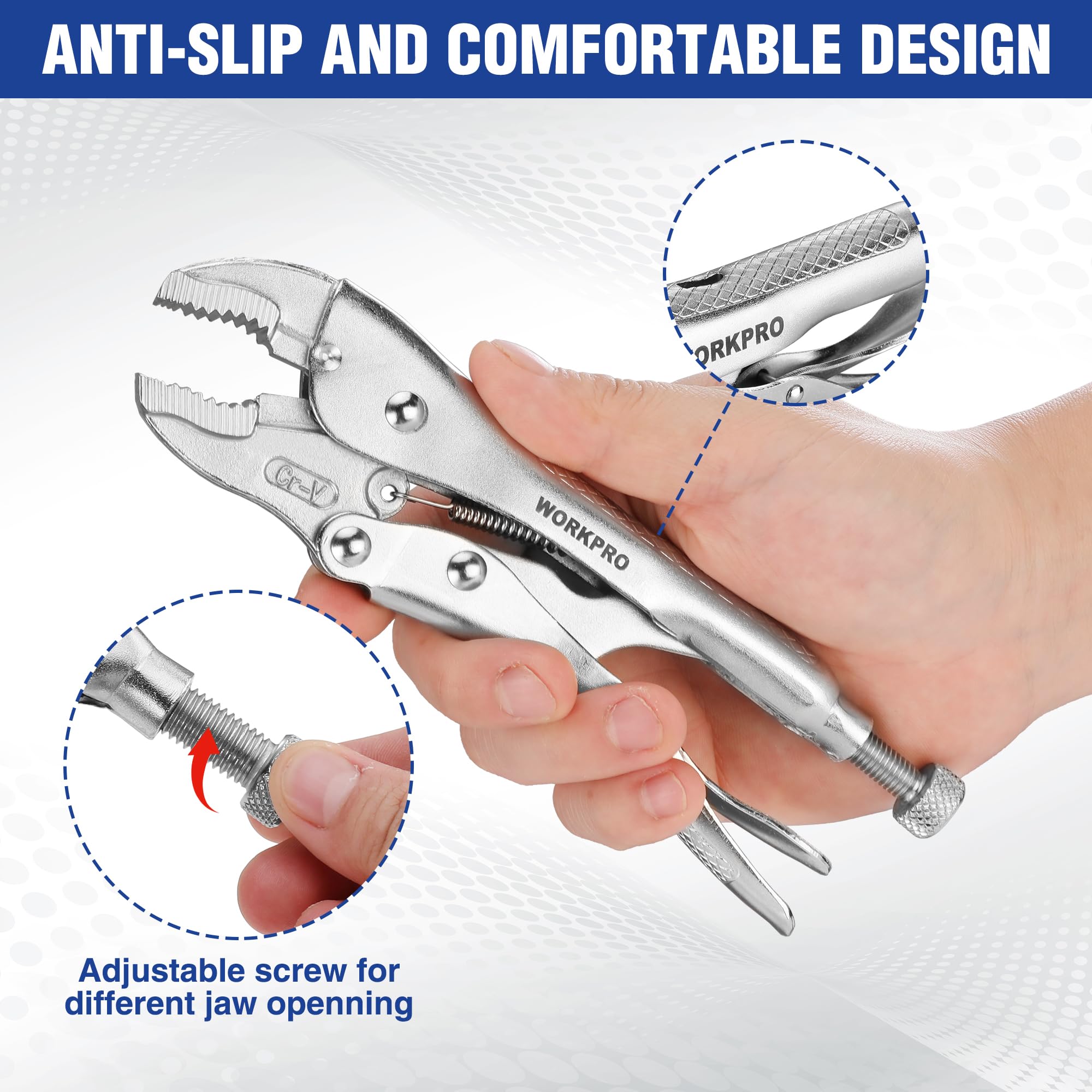 くあん WORKPRO Locking Pliers, 7-inch Curved Jaw Vice Grips Pliers