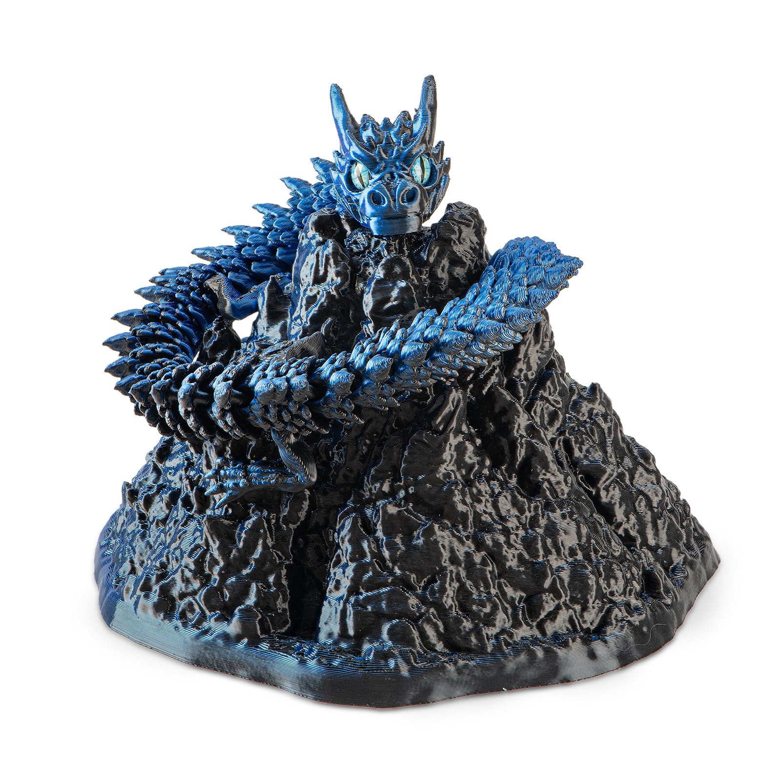 Articulated 3D Printed Fidget Dragon with Volcano Rock Base, Flexible Joint Stress Relief…