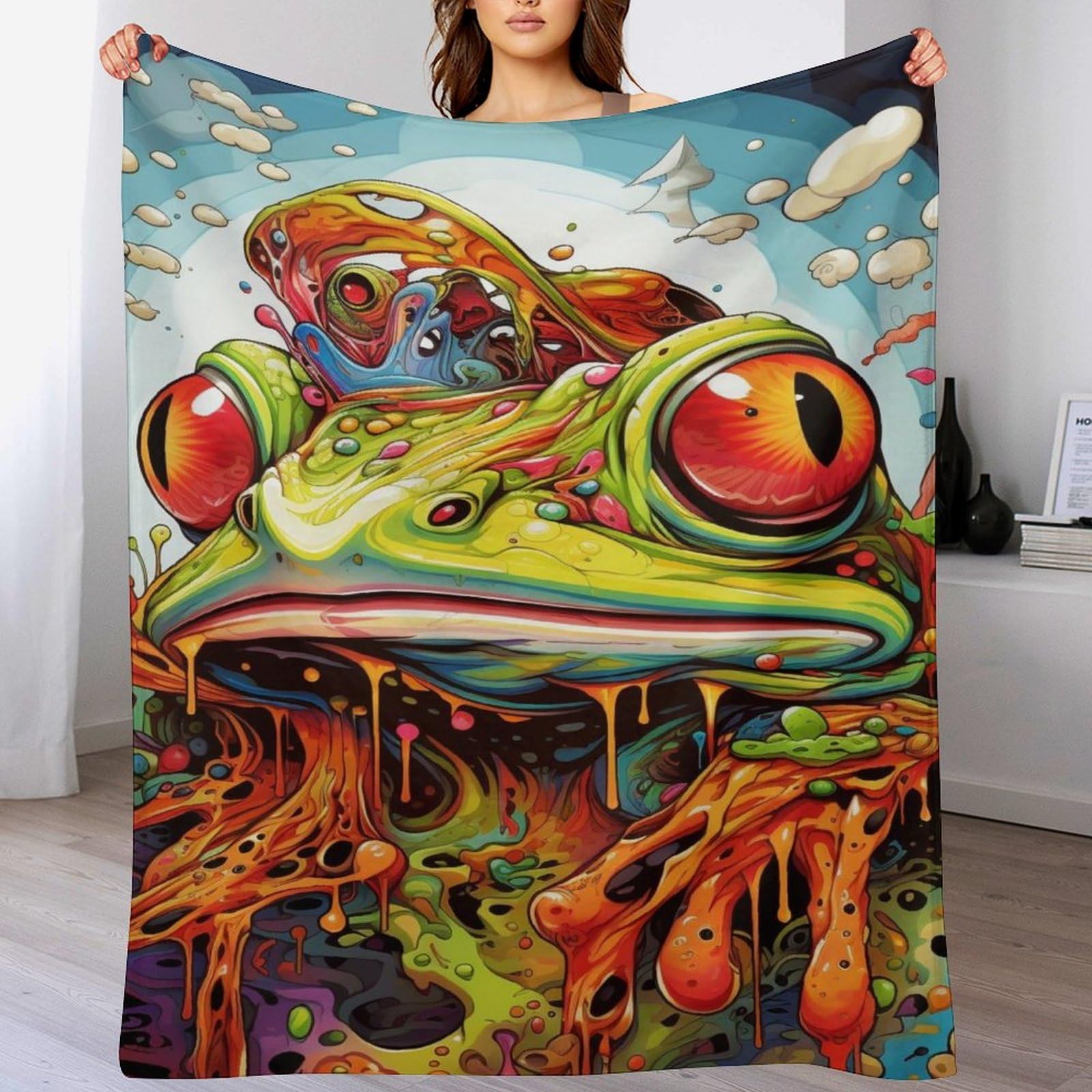 Couverture grenouille en flanelle de qualité supérieure pour décoration