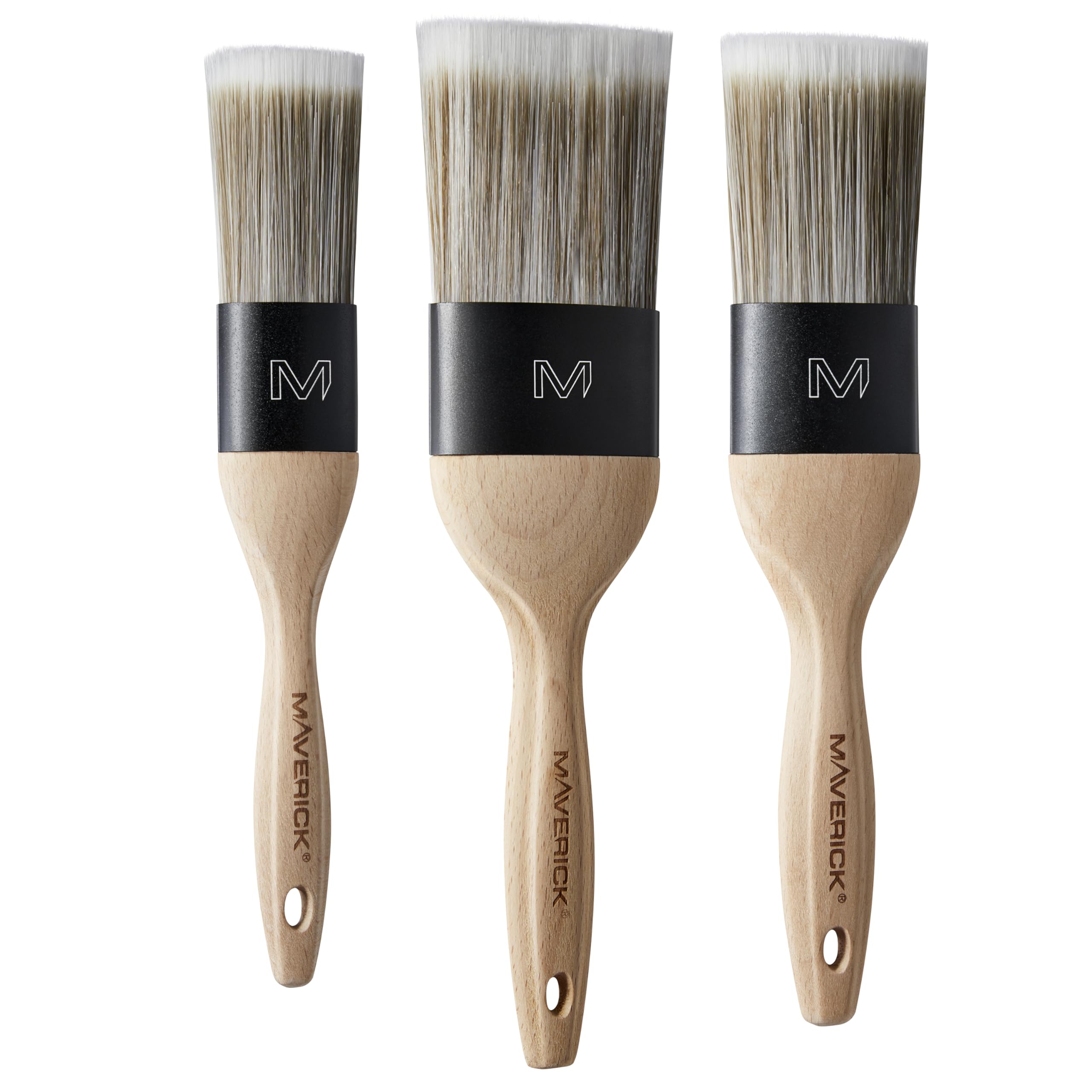 Maverick 190 Series X Malerpinsel, professioneller, gerader Schnitt, ovaler Memex-Kopf mit FSC-Holz, 3-teiliges Set, 3,8 cm, 5,1 cm, 6,3 cm