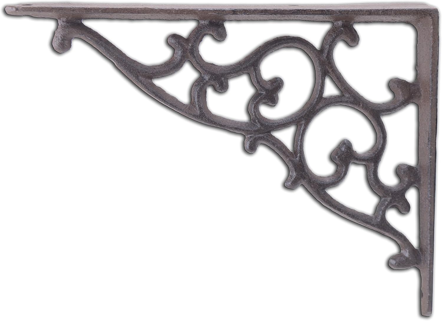 Decorative Cast Iron Wall Shelf Bracket Ornate Vine Rust Brown 7.125" Deep