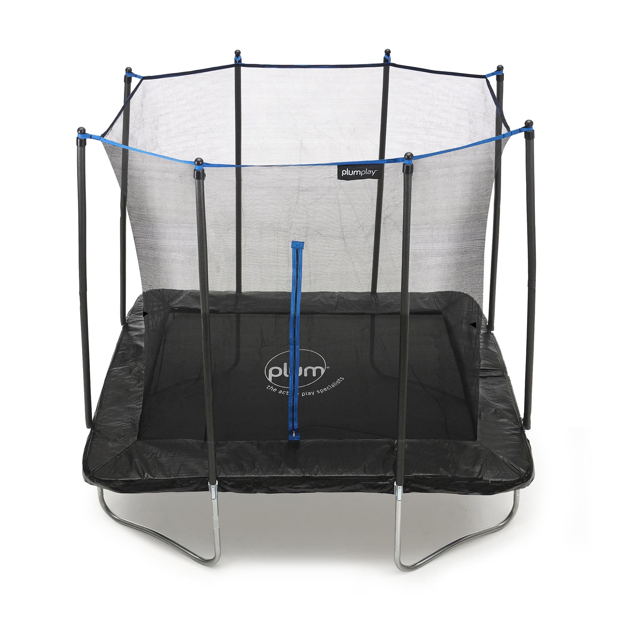 Plum Play Outdoor Rectangular Trampoline with Satety Enclosure to Seperate the Jumper From the Coated Springs - Weather Protected Thick Foam Pads - Max user weight from 100kg (6 x 8ft)