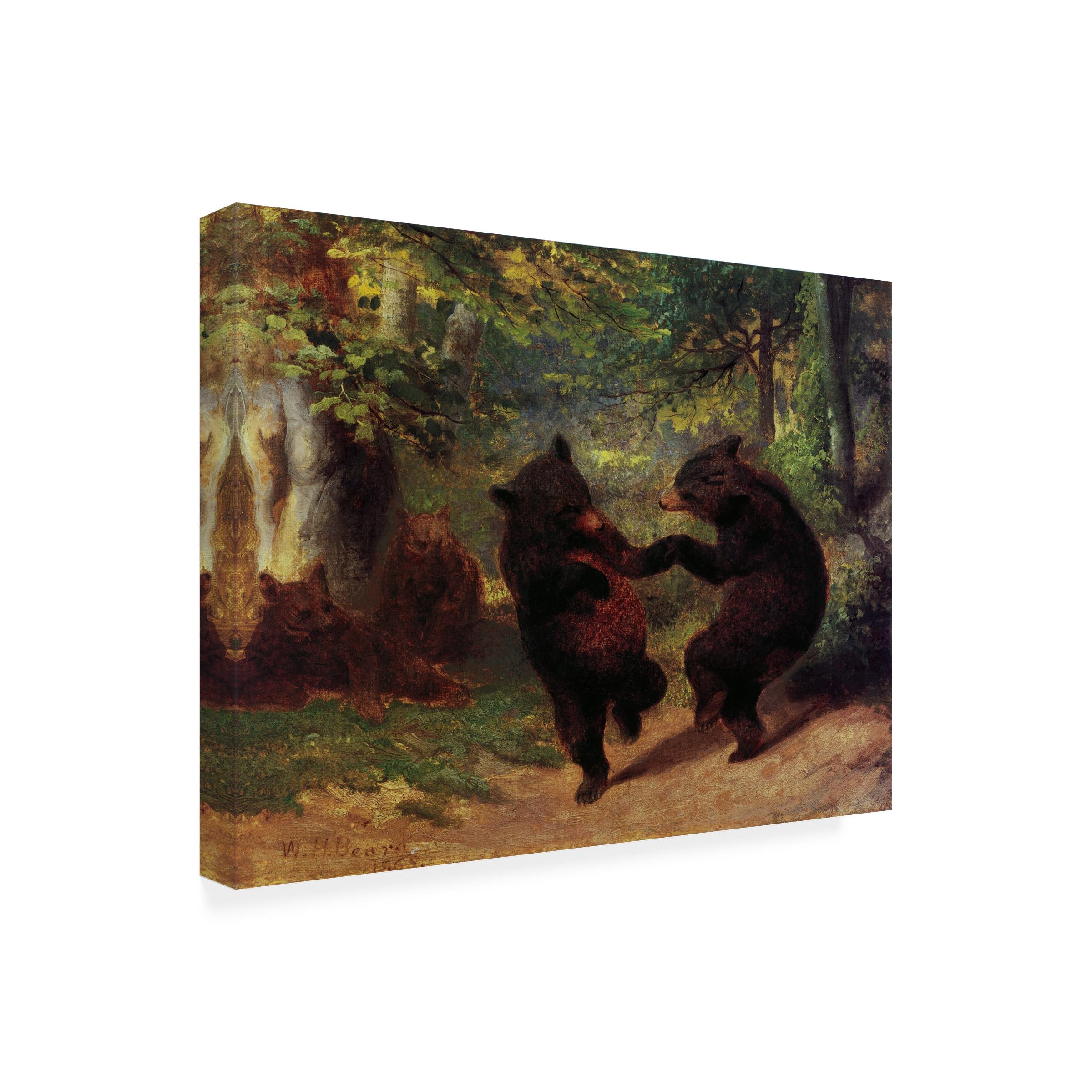 Wrapped Canvas Wall Art - Masters Collection Dancing Bears Wall Art for Living Room Bedroom or Office D