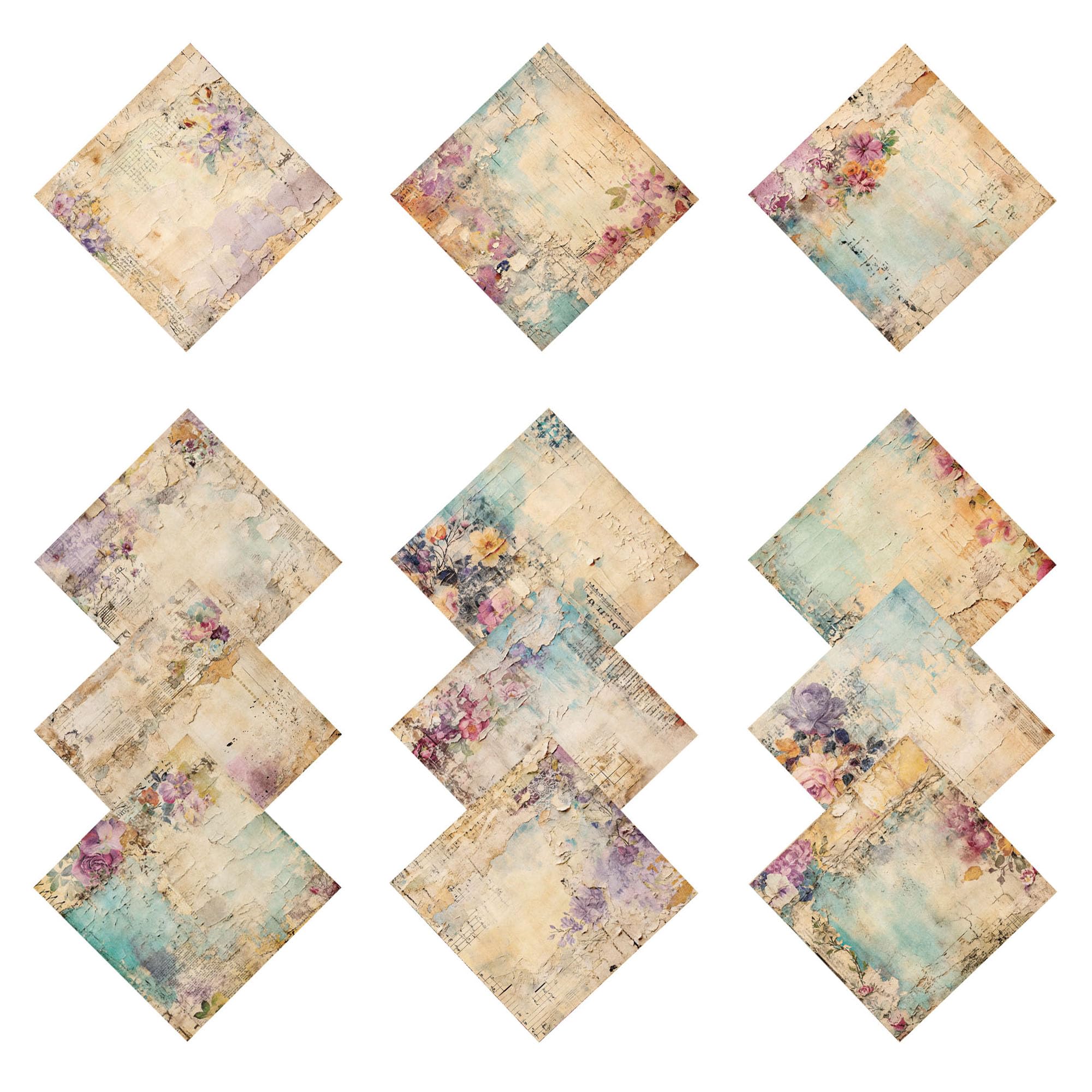 Scrapbook Paper 6x6 Inch Floral Cardstock Paper Pad - 24 Sheets Vintage ...