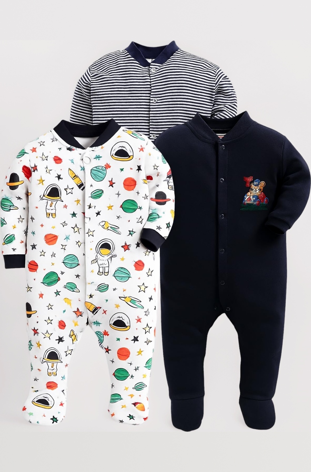 EIO® 100% Cotton Rompers Sleepsuits Jumpsuit Night Suits for Infants Newborn Baby Boys & Girls