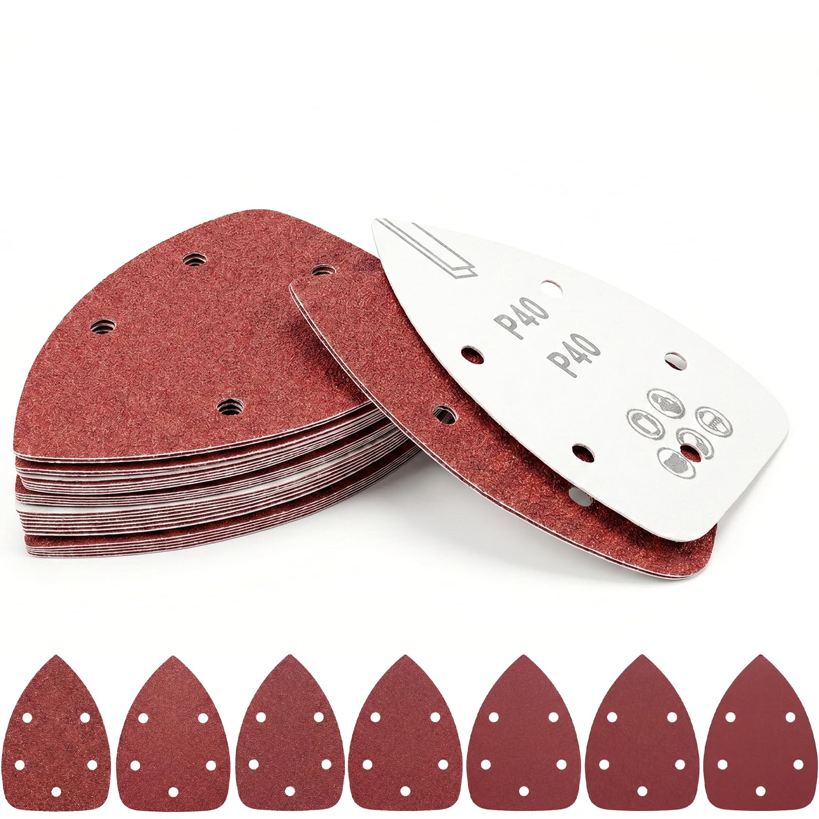 35 Pcs Triangle Sanding Pads, 40/60/80/120/180/240/320 Grit Sand Paper