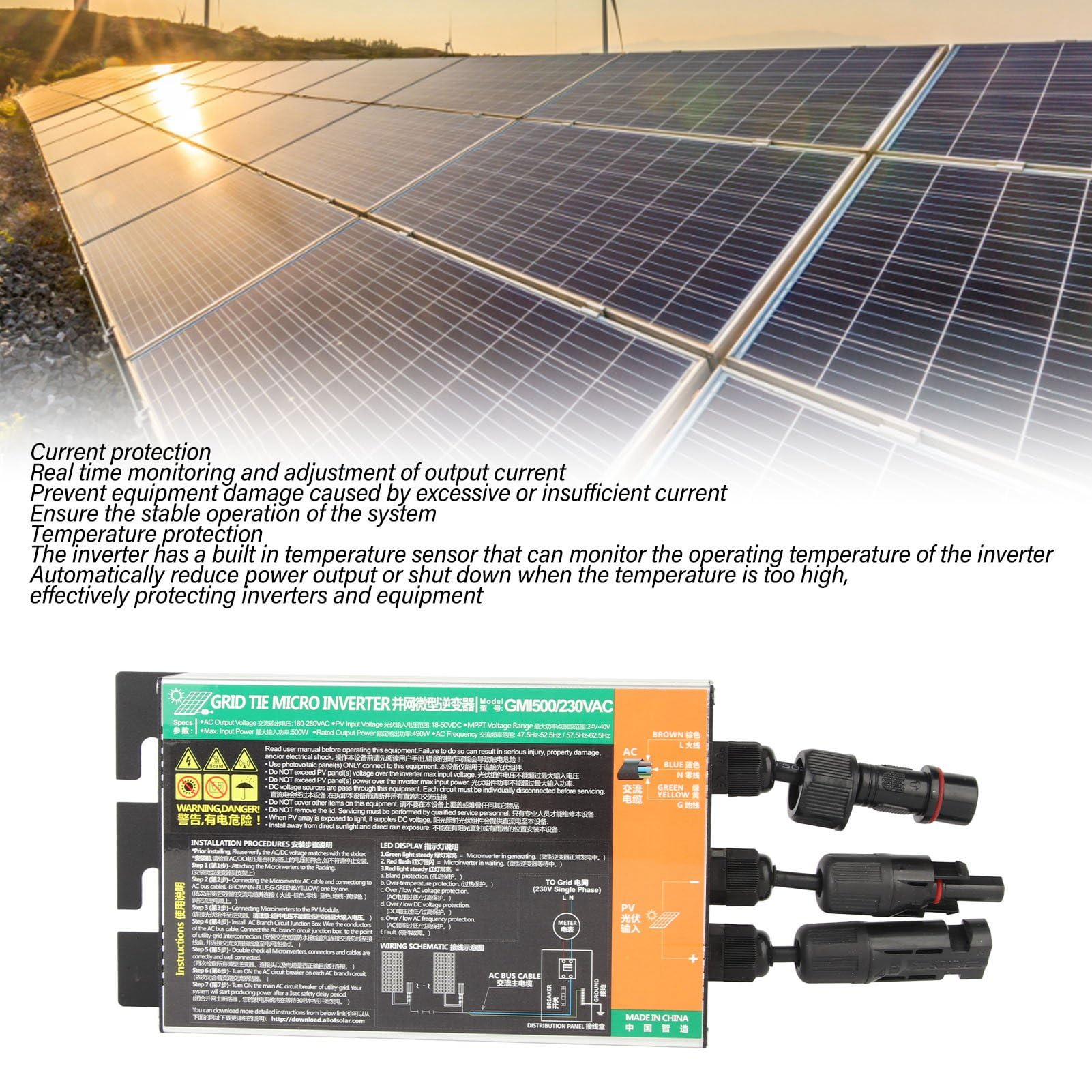 Naroote Inverter Solare 500W, Protezione di Tensione e Corrente