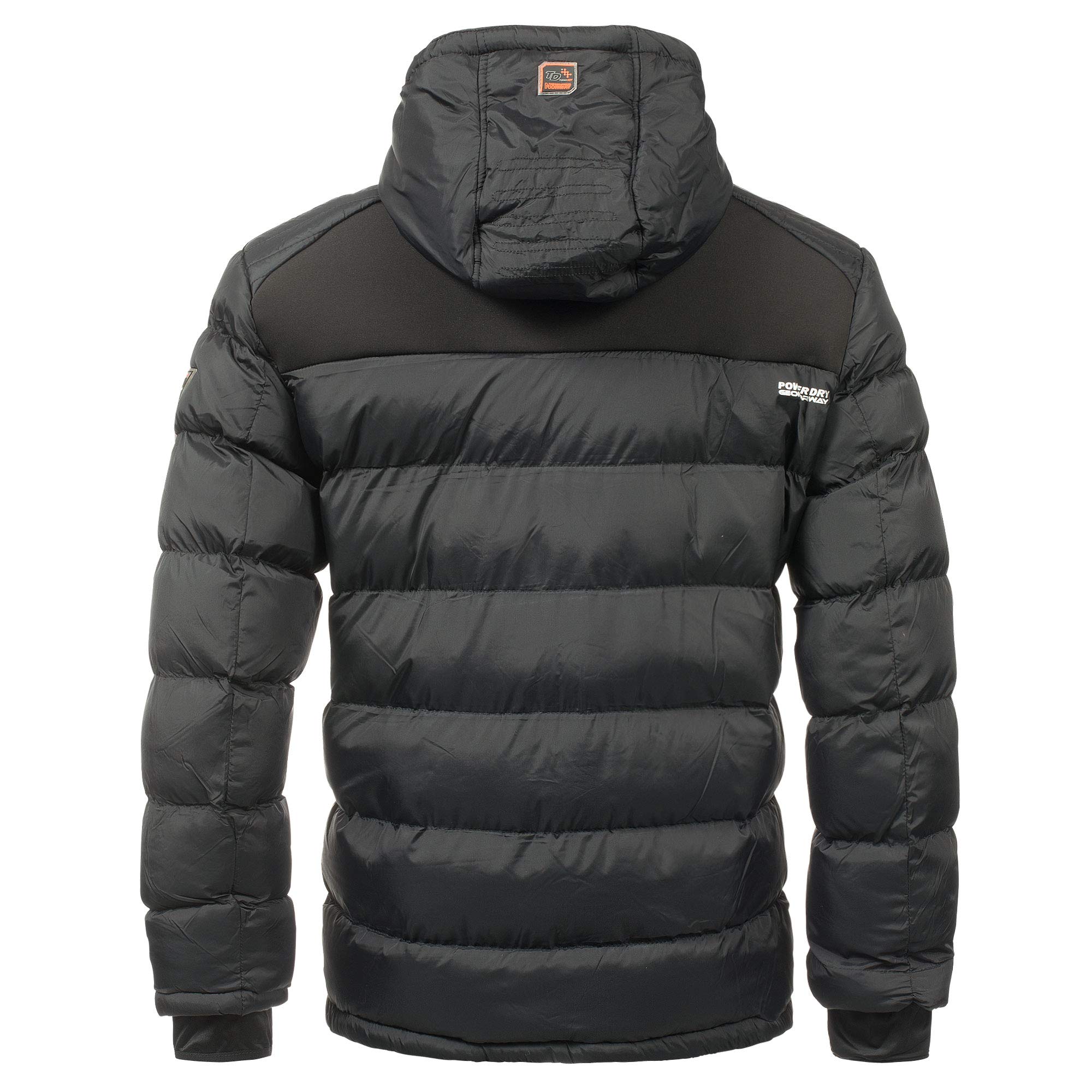 Geographical Norway Men's Quilted Winter Jacket With Hood - Lined Warm Outdoor Ski Snowboard Hoody for Winter/Autumn in Bundle With UD Beanie - Black, XXL