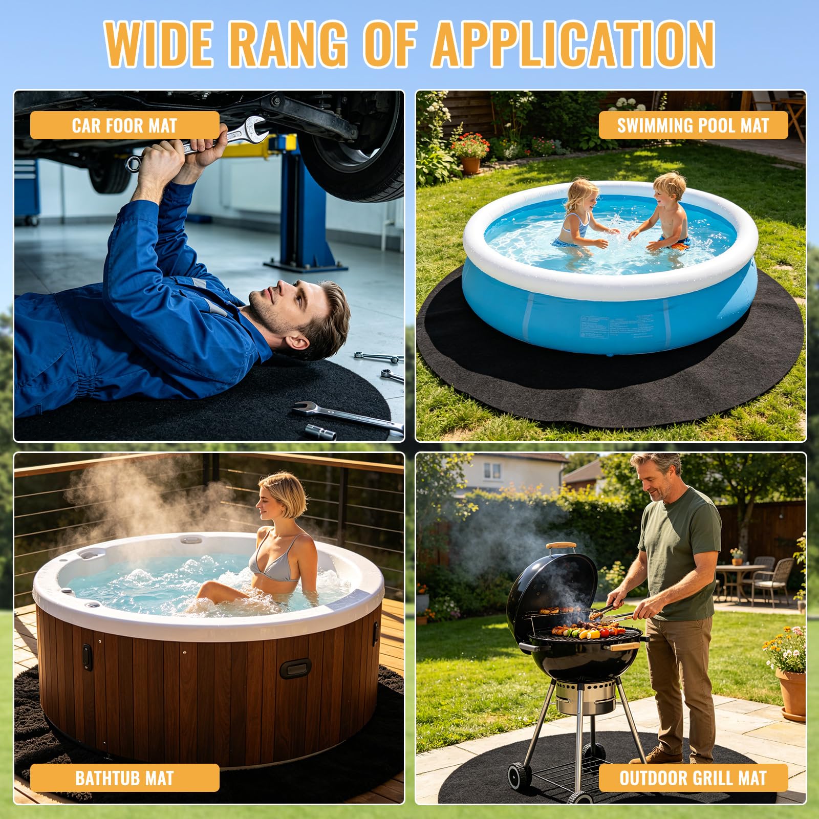 Mineup 3m Bodenplane Für Pools, Poolunterlage Rund, Oberirdische Pool-Bodenmatten, Pool Bodenplane Bodenmatte, UV-Stabil & Reißfest Schwimmbecken Matte, Bodenschutzplane Swimmingpool