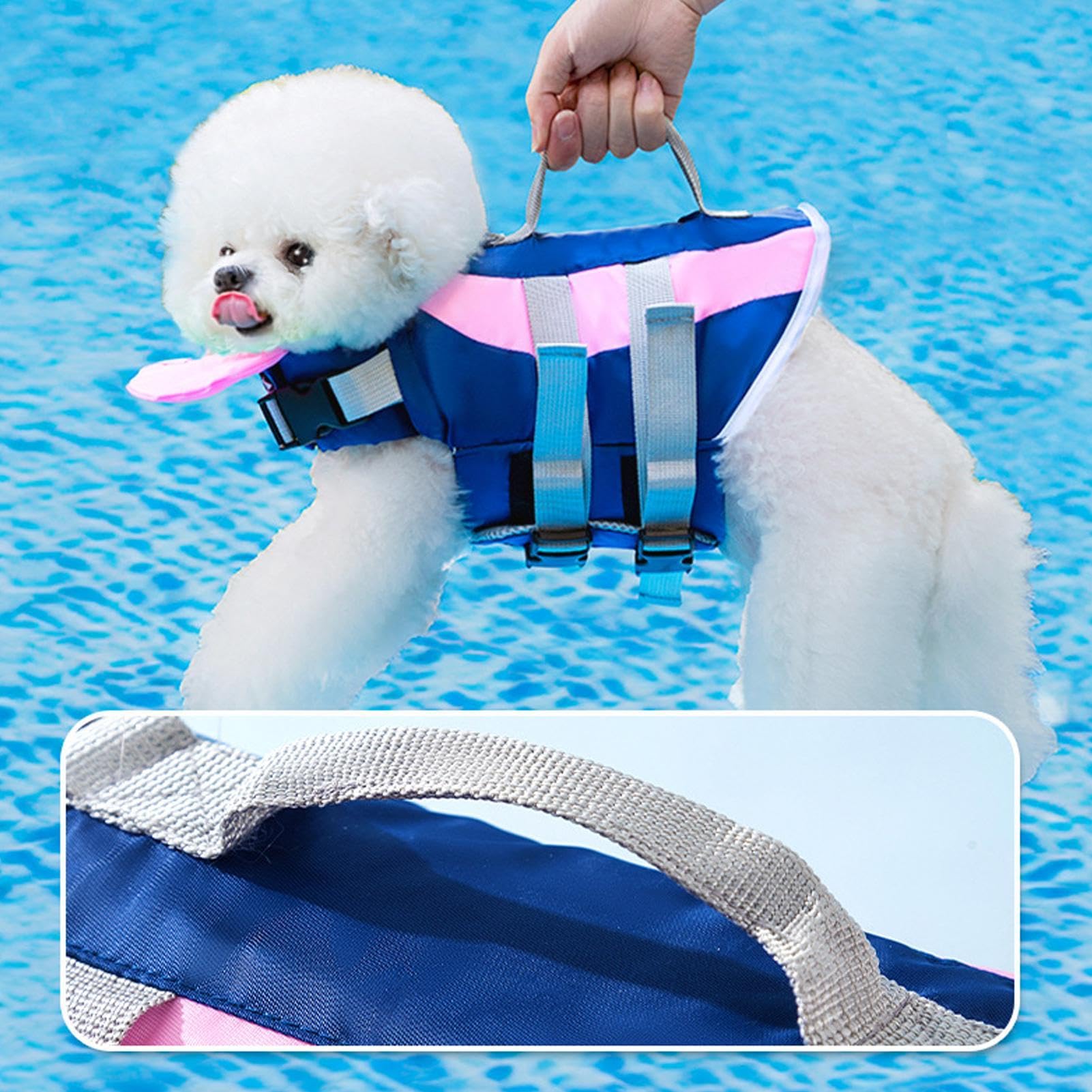 Gilet di galleggiamento per cani, regolabile, per cuccioli | Costume da bagno salvagente ad alto galleggiamento, con maniglia di salvataggio per cani, per piscina e spiaggia