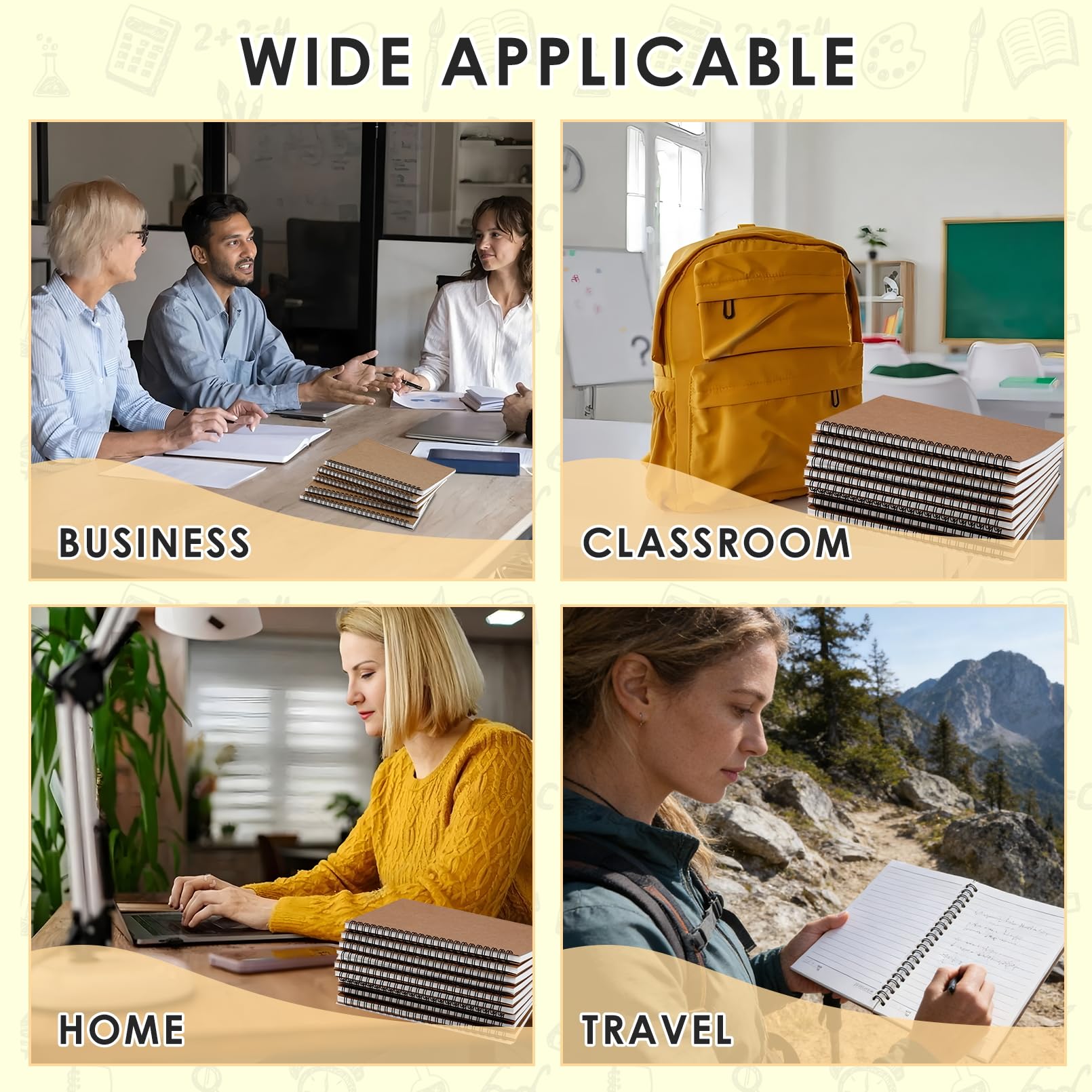 20 quaderni a spirale A5 a righe, in carta kraft marrone, con copertina morbida, 60 fogli ciascuno, quaderni a righe universitari per lavoro, studio, prendere appunti, confezione bulk