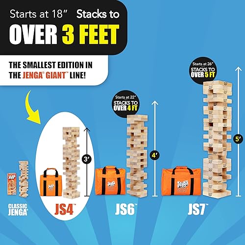 Miniatura 3 de Jenga Gigante - Bloques de madera dura - Se apilan a más de 3 pies - Con licencia oficial - JS4