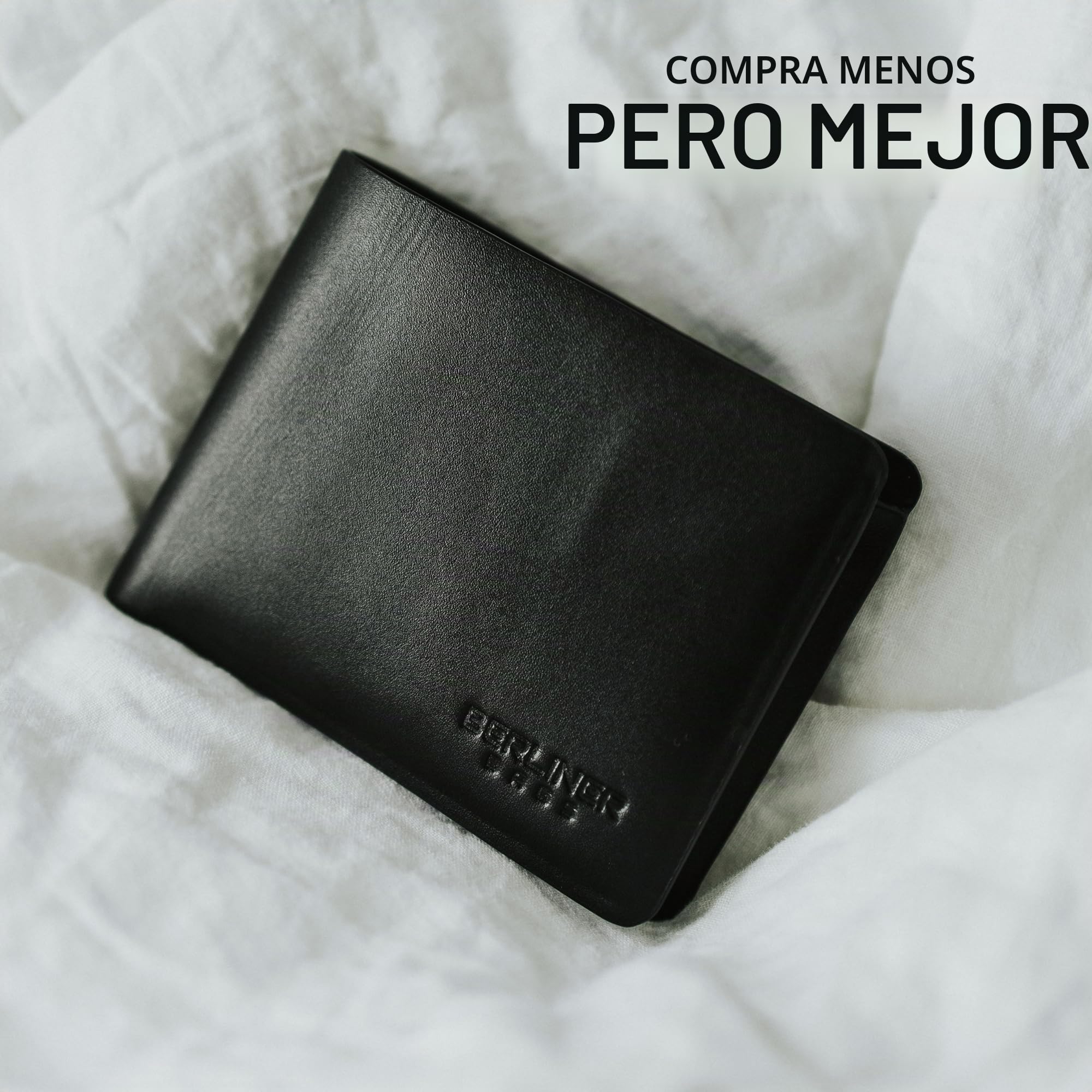 Berliner Bags Cartera Hombre de Piel Parker, Billetera Compacta con Monedero, Protección RFID y Tarjetero - Negro