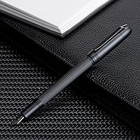 Vista 28 de Jinhao 92 Silver Black Fountain Pen Medium Nib, Solid Metal with Converter Smooth Writer Calligraphy Pen