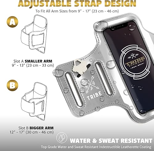 Miniatura 5 de TRIBE Brazalete porta teléfono para correr. Brazaletes deportivos para teléfonos celulares iPhone y Galaxy para mujeres, hombres, corredores
