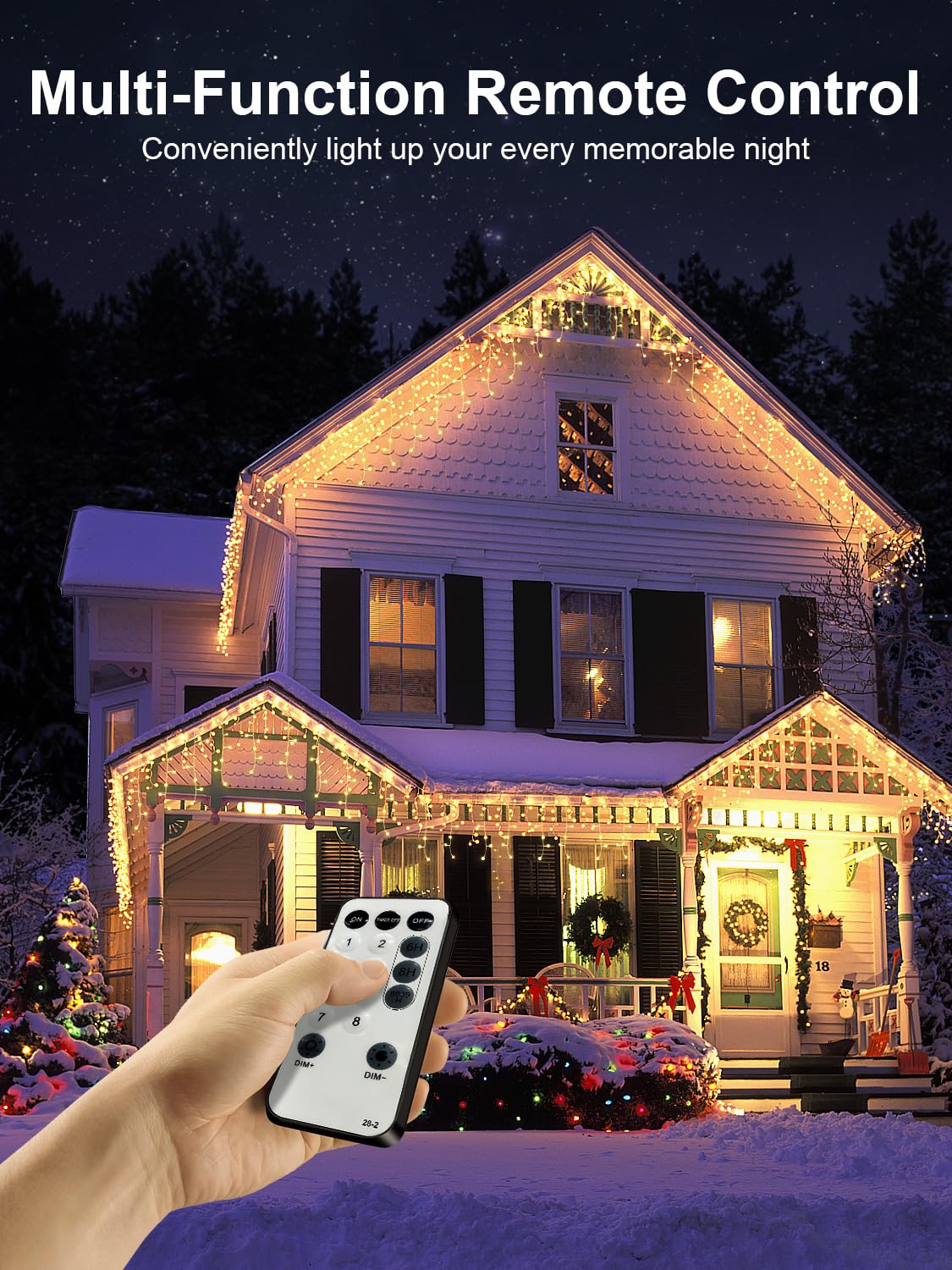 ARKOCHIC 10M Luci Natale Esterno Cascata, 320 LED Tenda Luminosa Natale Bianco Caldo Luminarie Natalizie da Esterno con 8 Modalità, Memoria, Luci Decorazioni Natalizie per Casa, Balcone, Finestra