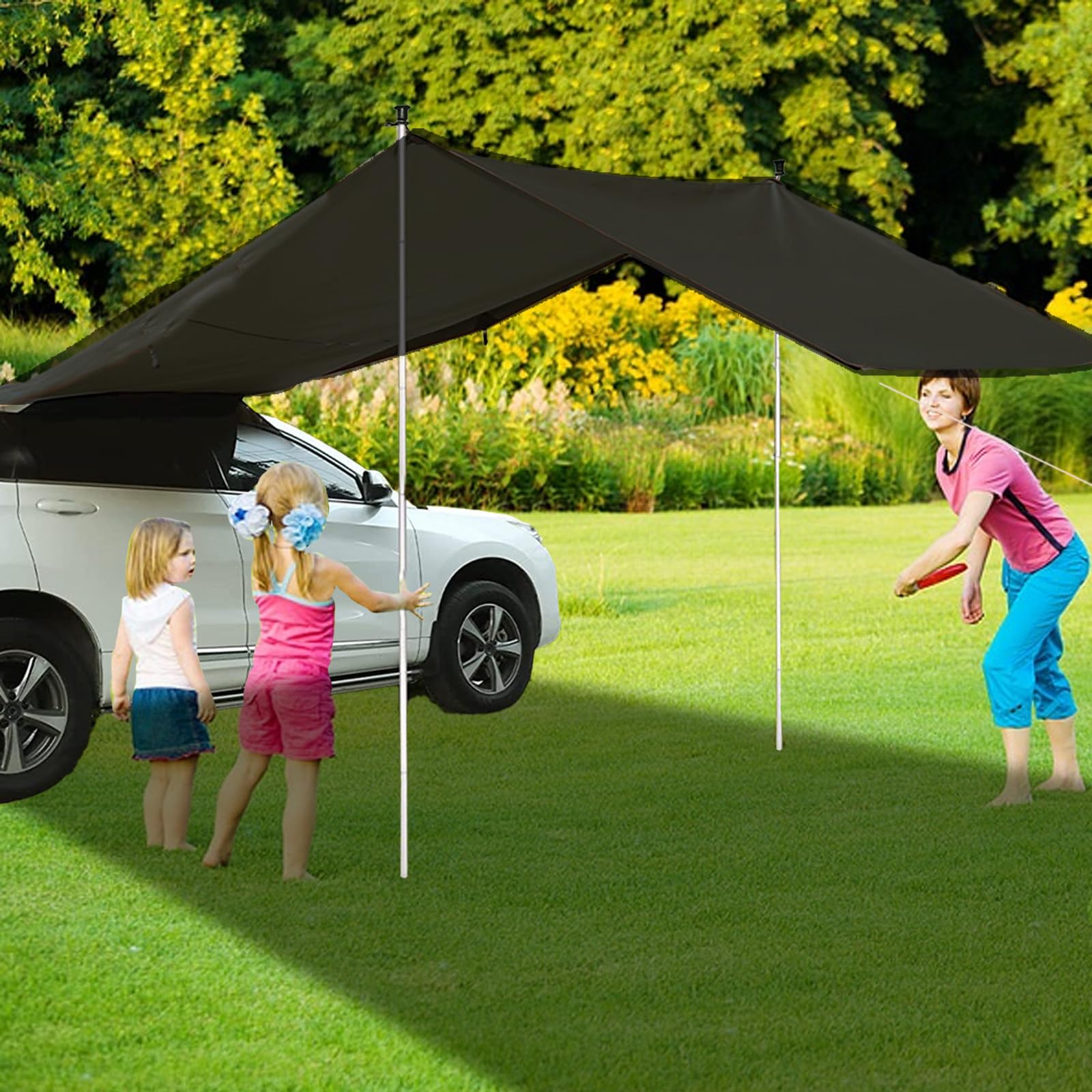 Toldo de coche, toldo trasero, 300 x 200 cm, toldo impermeable, tienda de campaña, para camping, techo solar, con protección UV, tienda de campaña para coches, todoterrenos, autocaravanas