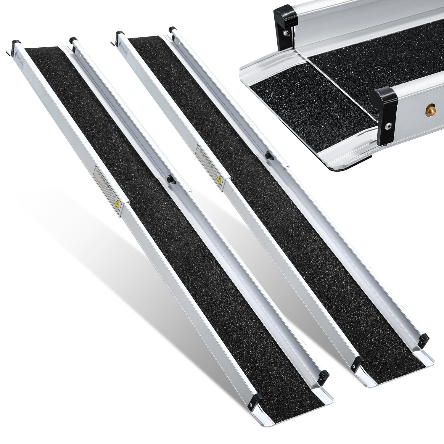 2 rampas telescópicas para sillas de ruedas de 87 a 152 cm, rampa telescópica de aluminio de hasta 300 kg, rampa antideslizante para silla de ruedas plegable con bolsa de transporte