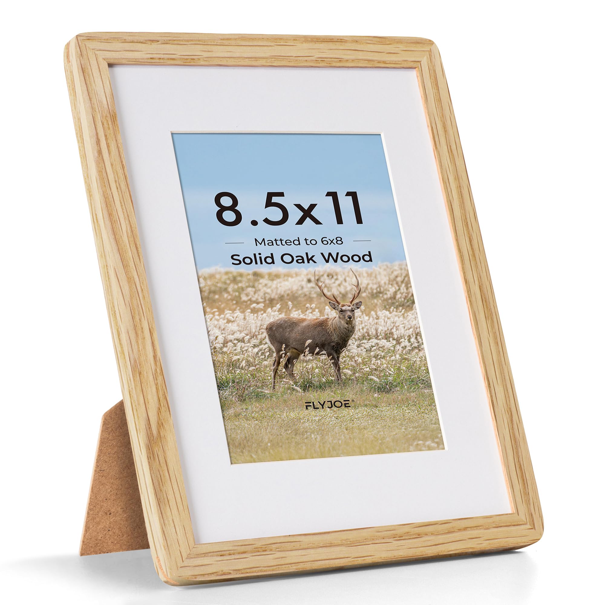 FLYJOE 8.5 by 11 Picture Frame - Solid Oak Wood 8.5x11 Fram, 8 1/2 x 11 Diploma Frame Wit…