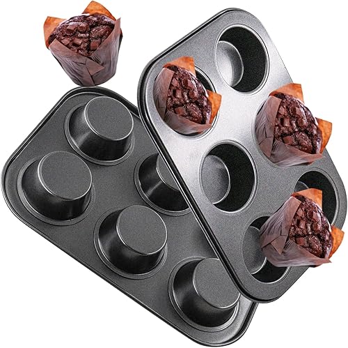 DRAONGYE 2 paquetes de moldes redondos para hornear muffins, molde de acero prémium para hornear, moldes para tartas de queso, moldes para hornear