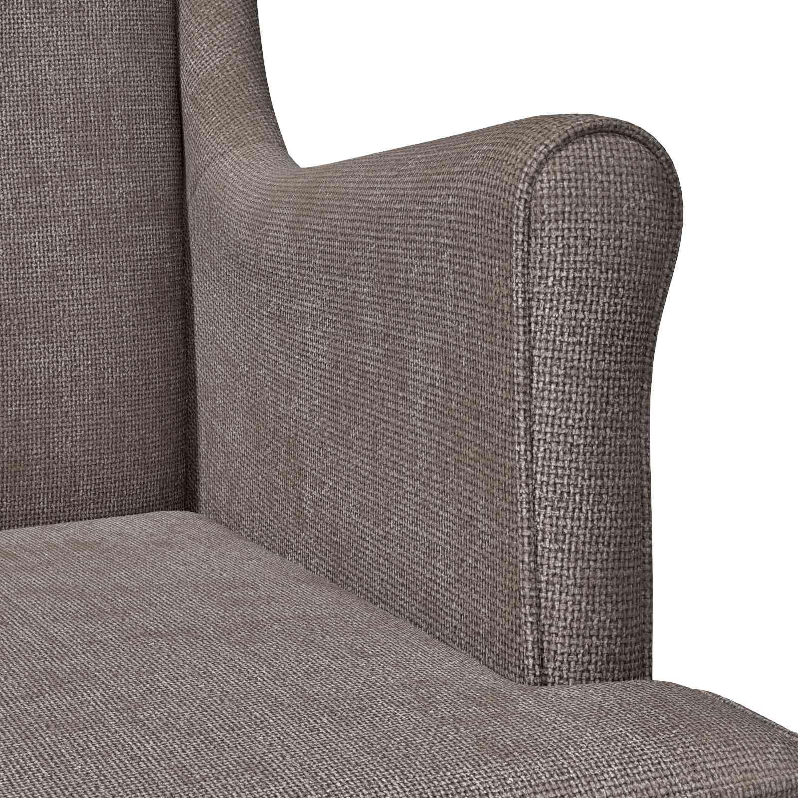 Poltrona moderna in tessuto con telaio in metallo e base legno per