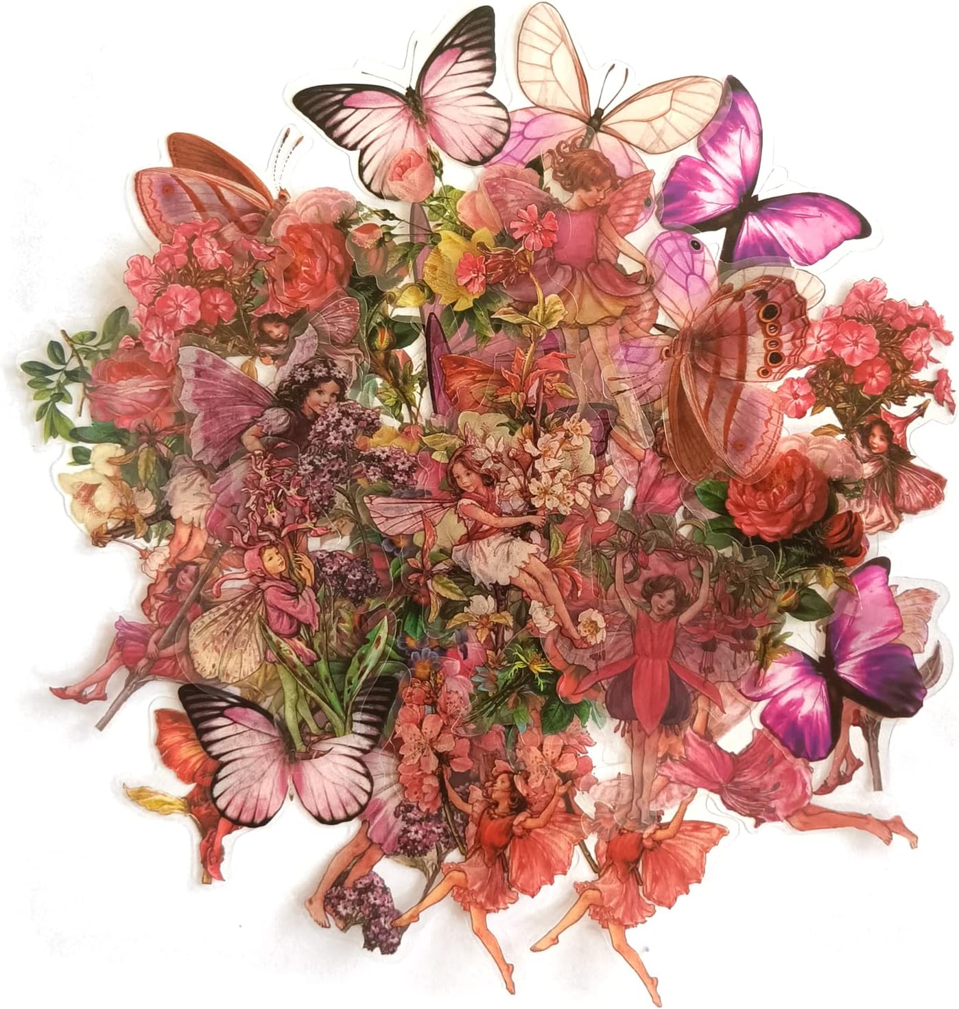 Aesthetic Fairy Journaling Scrapbook Stickers, 40pcs Waterproof Transparent PET Junk Journal Decals, Scrapbooking Supplies Kit for Laptop, Phone Case, Water Bottle DIY Decoration