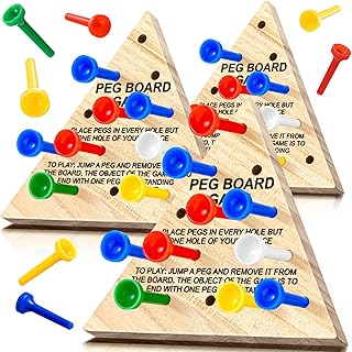 Zhanmai Wooden Triangle Peg Game, 3 Sets, Educational Board Game for Teens and Adults, Travel Size, Strategy Toy, Operation Christmas Toys Fun Learning Puzzles (Colorful)