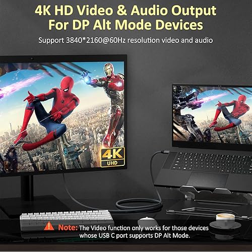 Miniatura 4 de YLNANMI Cable de monitor USB C a USB C, cable Thunderbolt 3 de 3.3 pies de 20 Gbps con cable de carga de 100 W, cable de video de 3.2 Gen 2 de 4K a