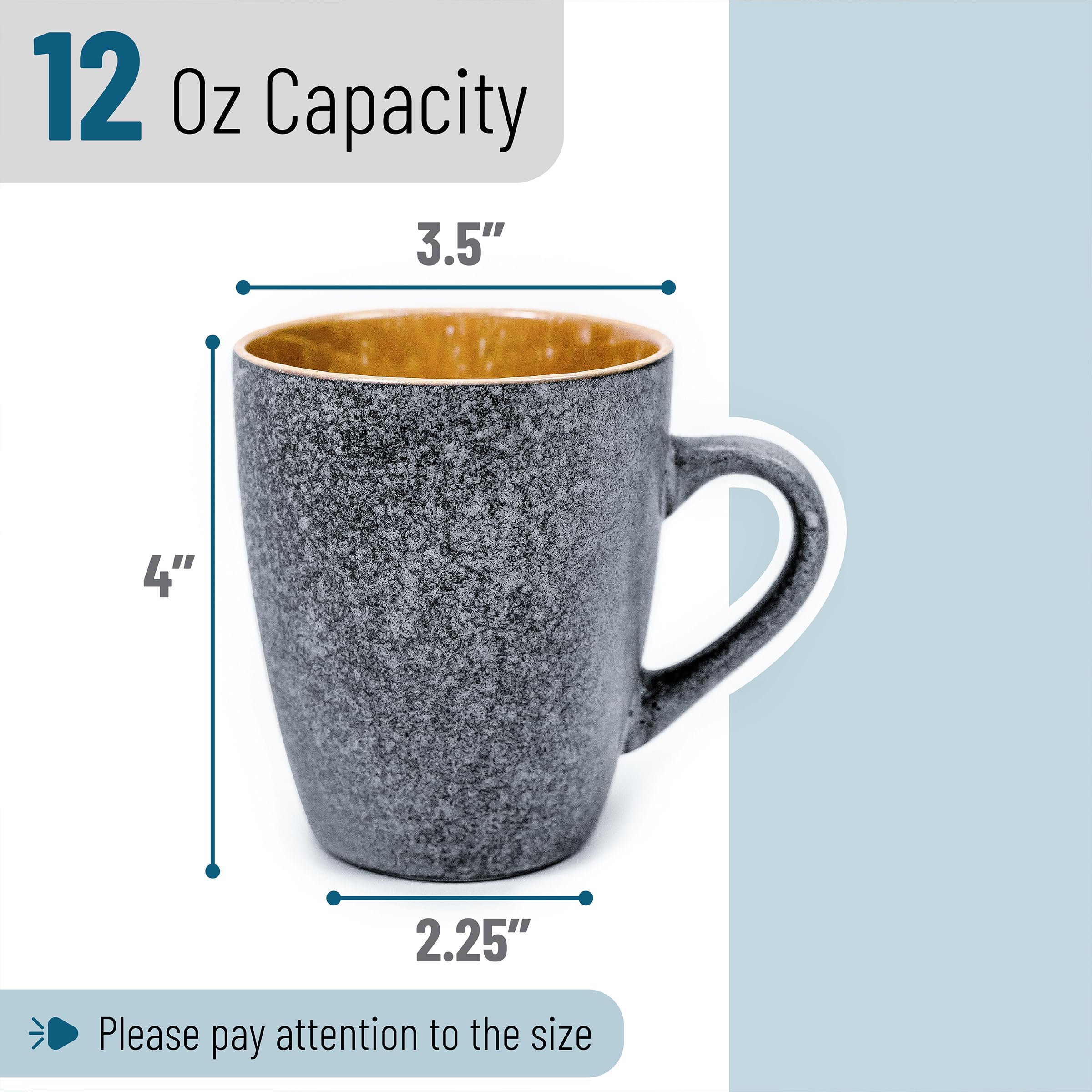 BTaT- Coffee Mugs, Set of 6, 12 oz(350ml), Mugs, Coffee Cups, Mugs