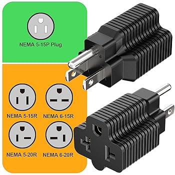 Amazon.com: 4-in-1 15 Amp to 20 Amp T Blade Adapter - 5-15P