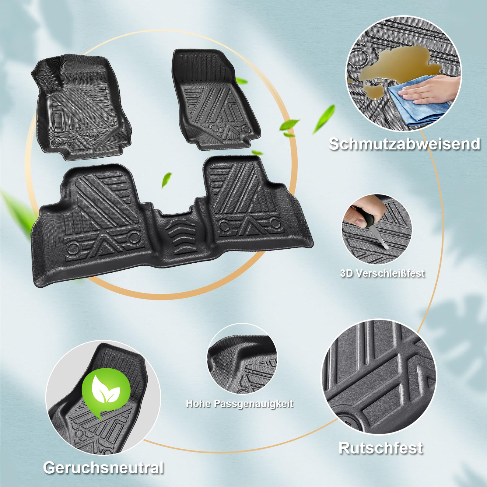 ECOZEN Tapis de Sol pour Peugeot 2008 2020-2026(Version Carburant) en TPE 3D Tapis de Voiture en Caoutchouc, antidérapant, imperméable, Toutes Saisons Tapis de Sol avec Boutons de Fixation
