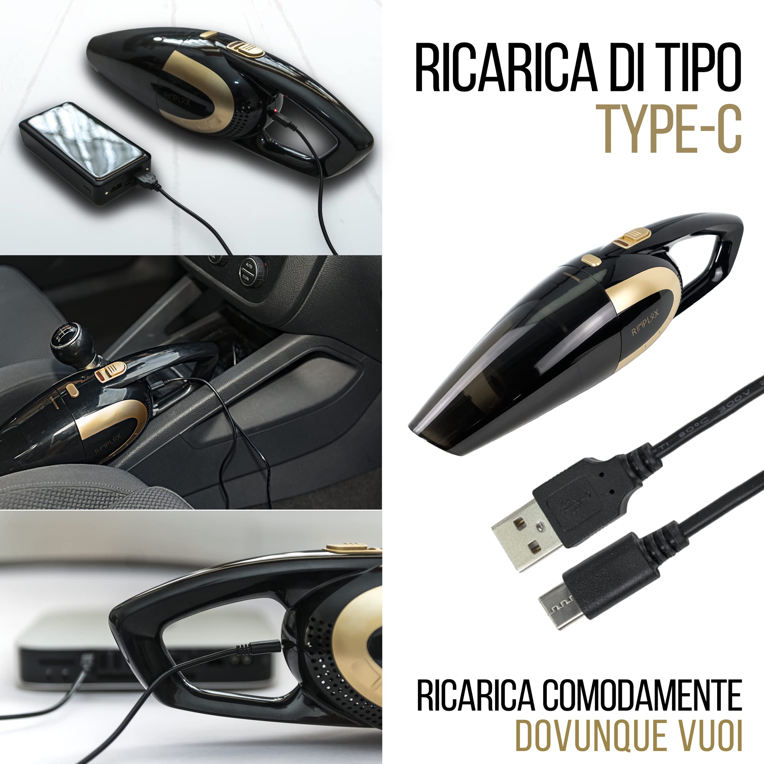 Aspirabriciole e Aspirapolvere Auto 100W | Forza Aspirante 5000PA | Senza Fili con Accessori | Portatile per Auto e Casa | Design Compatto per una Pulizia Efficace ovunque
