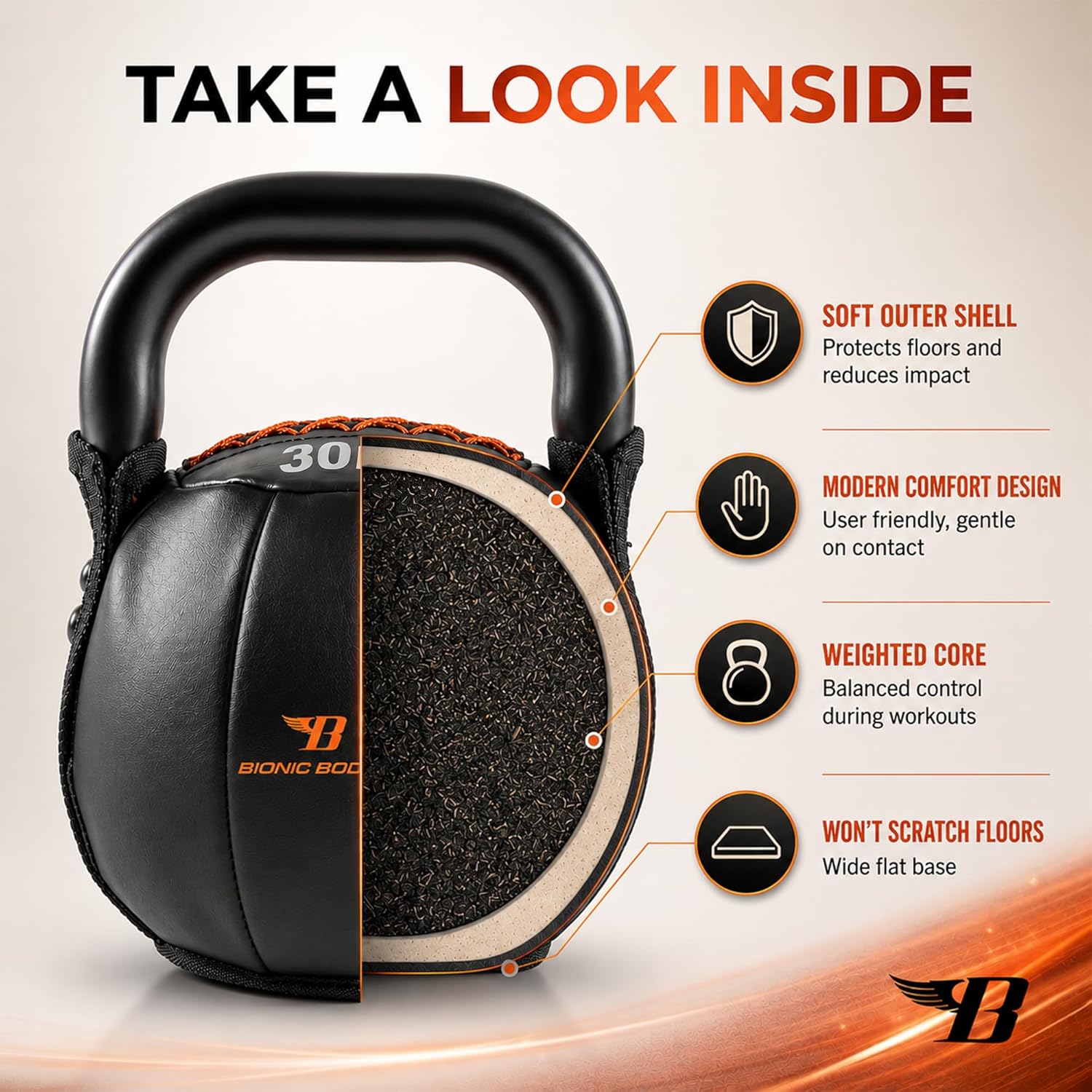 Bionic Body by Kim Lyons Soft Kettlebell with Handle | Soft Weight for Strength Training, Conditioning, Core & Full Body Workouts | Ergonomic Grip | Home Gym, Cross Training, HIIT & Functional Fitness Equipment
